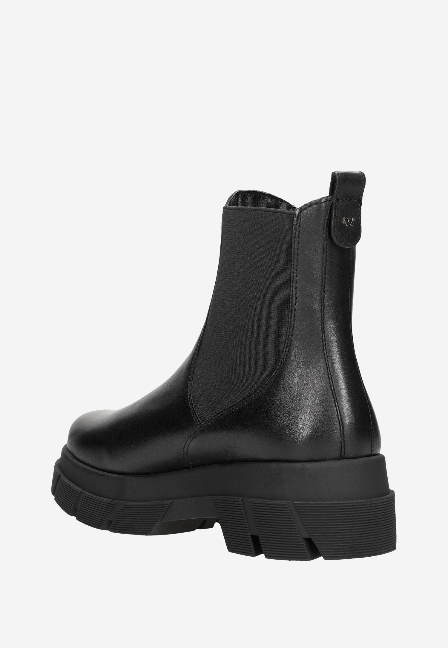 Czarne skórzane botki damskie sztyblety na wysokiej podeszwie