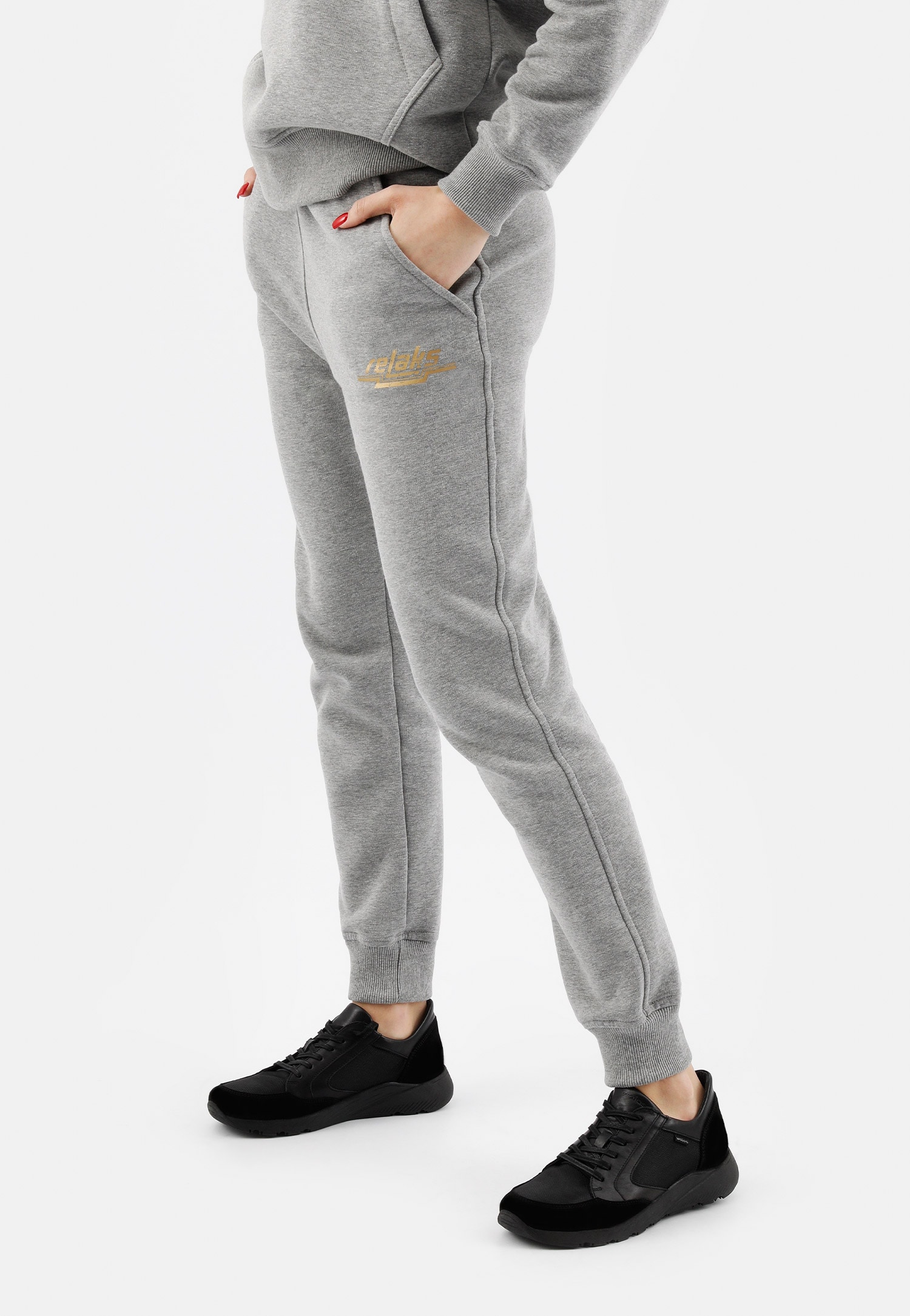 Popielate spodnie dresowe damskie bawełniane