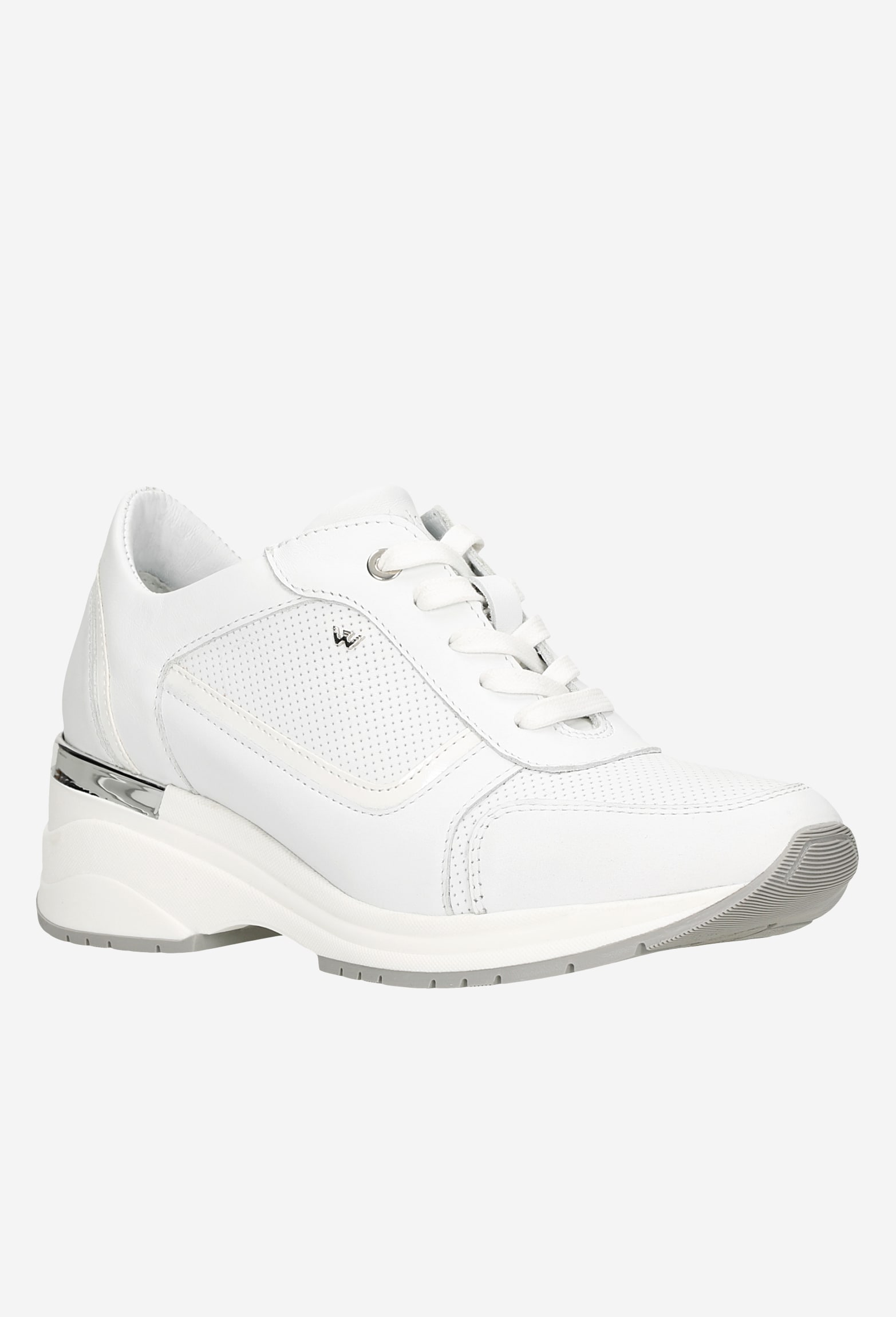 Białe sneakersy damskie na podwyższonej podeszwie