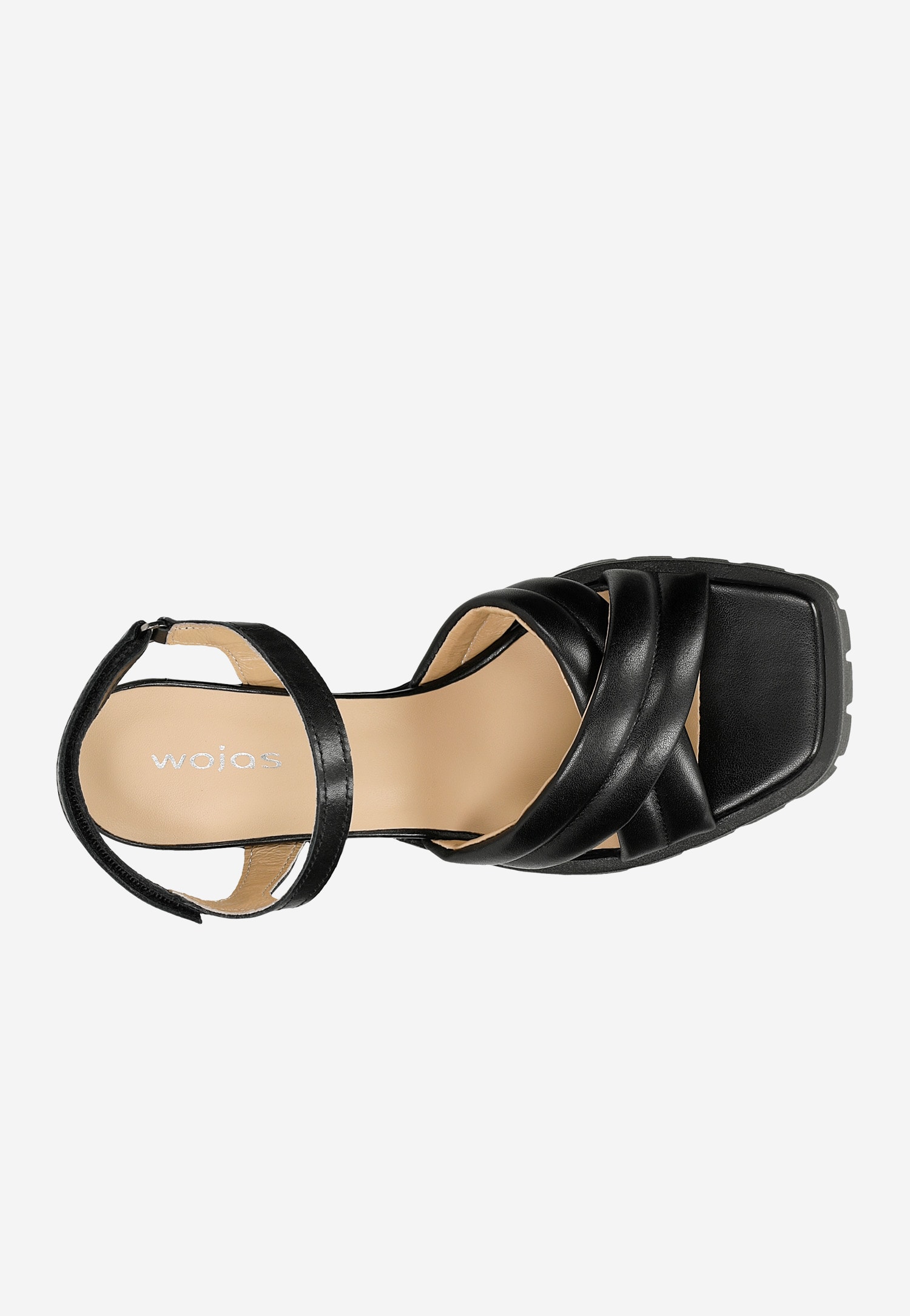 Czarne masywne sandały damskie na obcasie