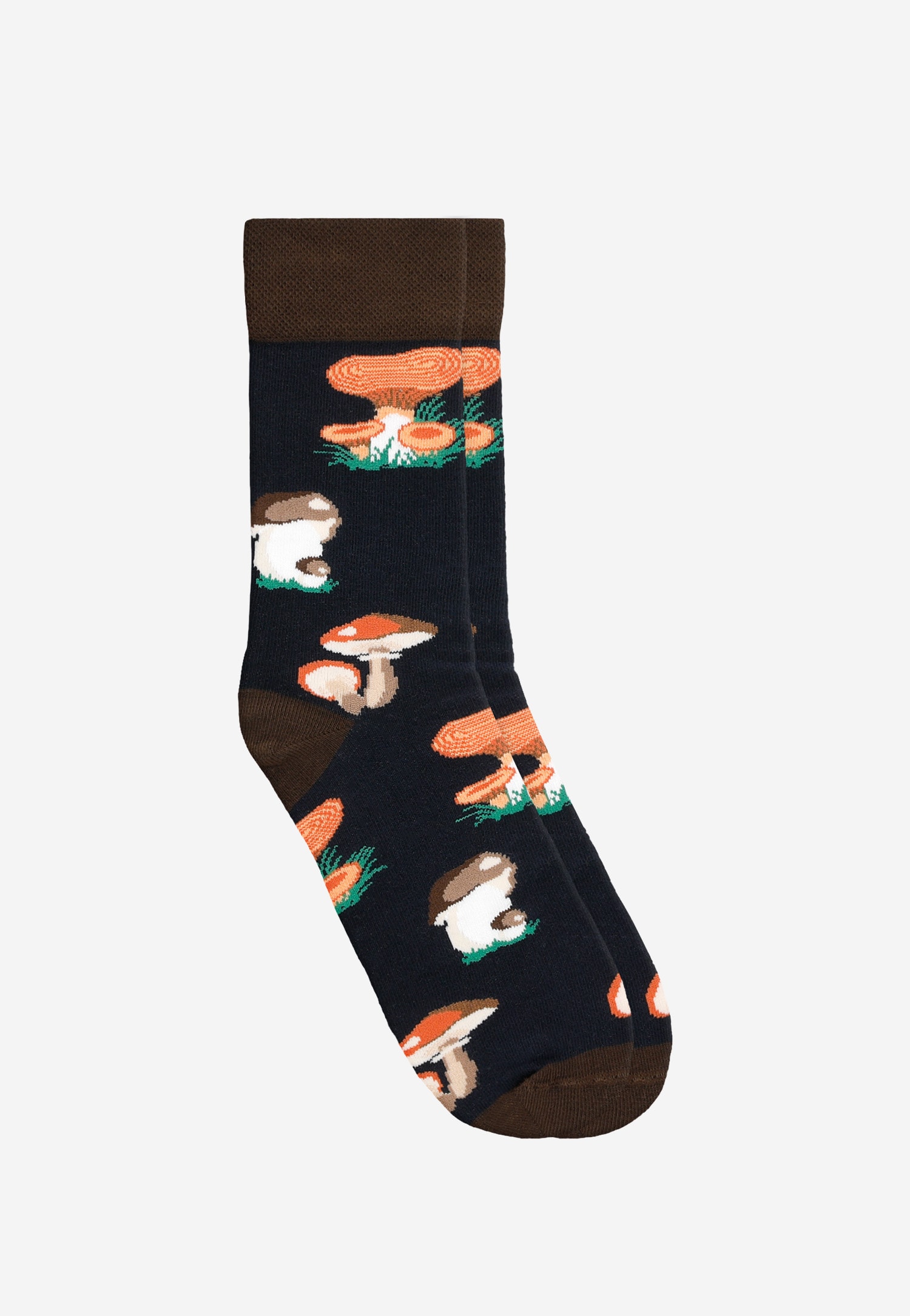 Granatowe skarpety w motyw grzybów