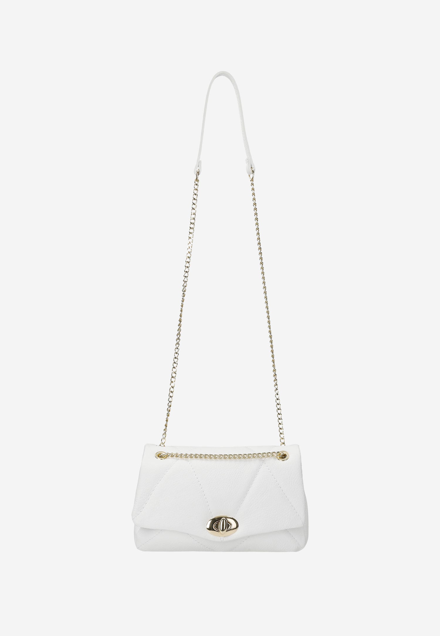 Czarna skórzana torebka ze złotymi akcentami