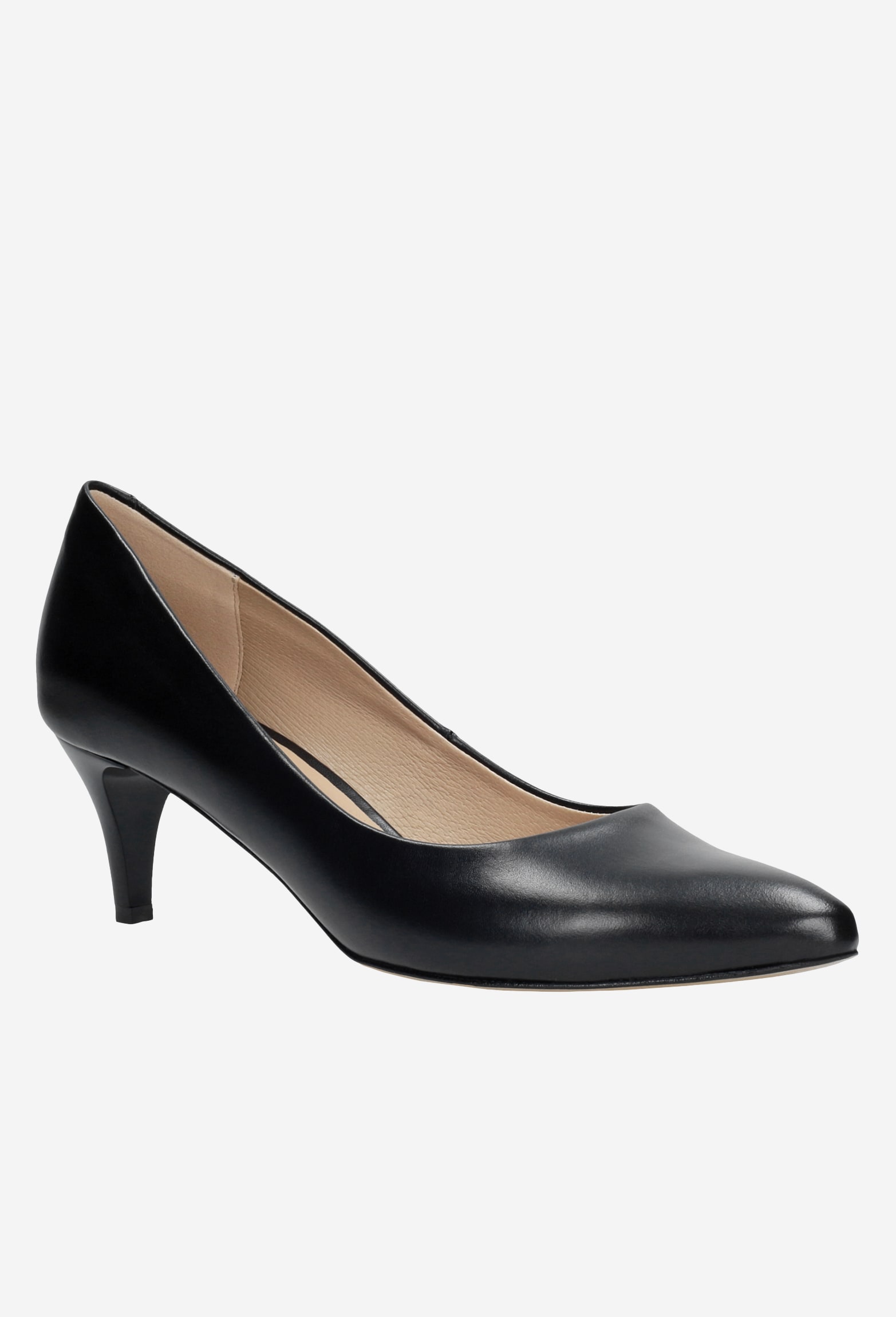 Czarne klasyczne czółenka damskie ze skóry licowej