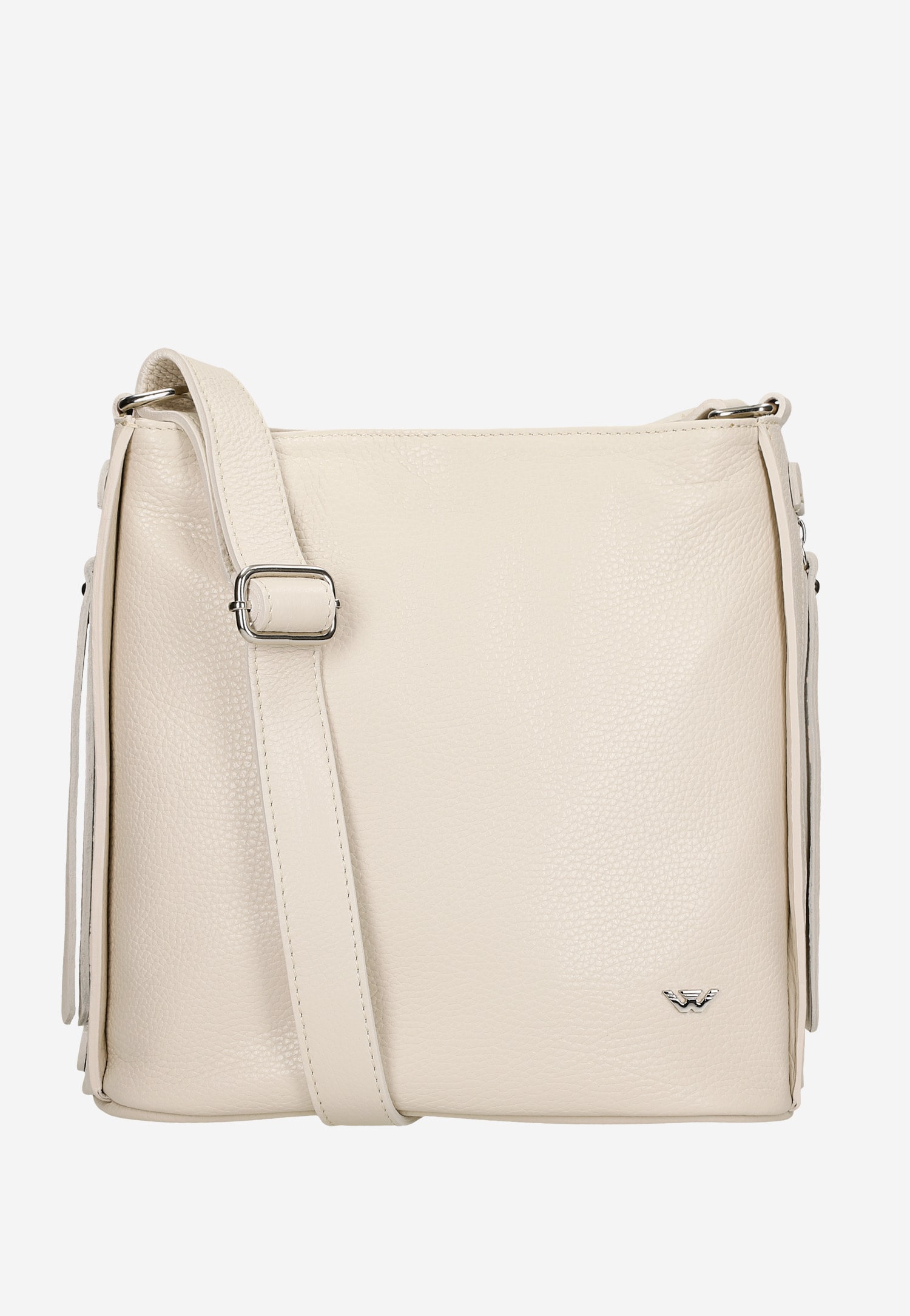 Beżowa skórzana torebka damska crossbody