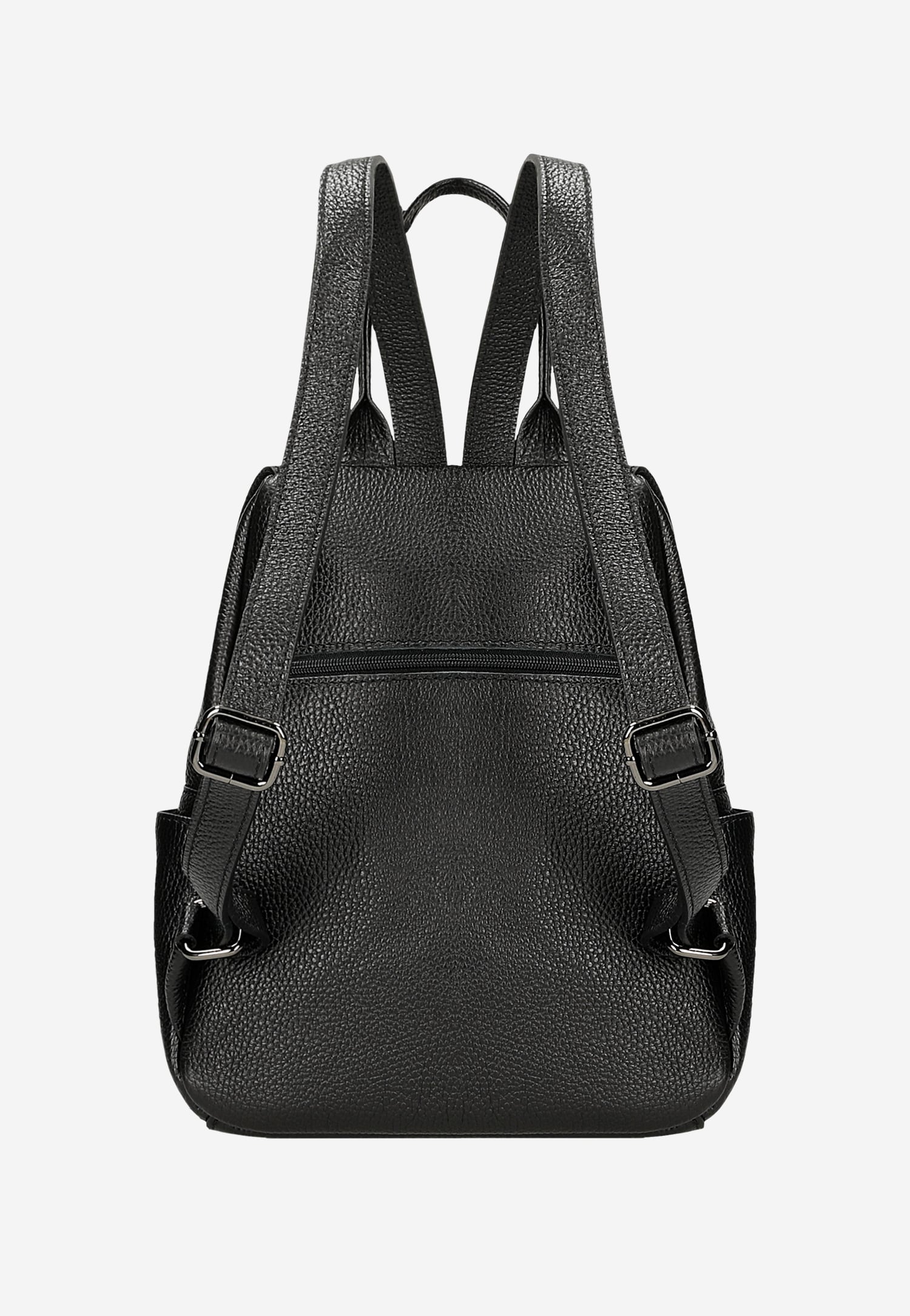 Czarny plecak damski z ciemnymi metalowymi elementami