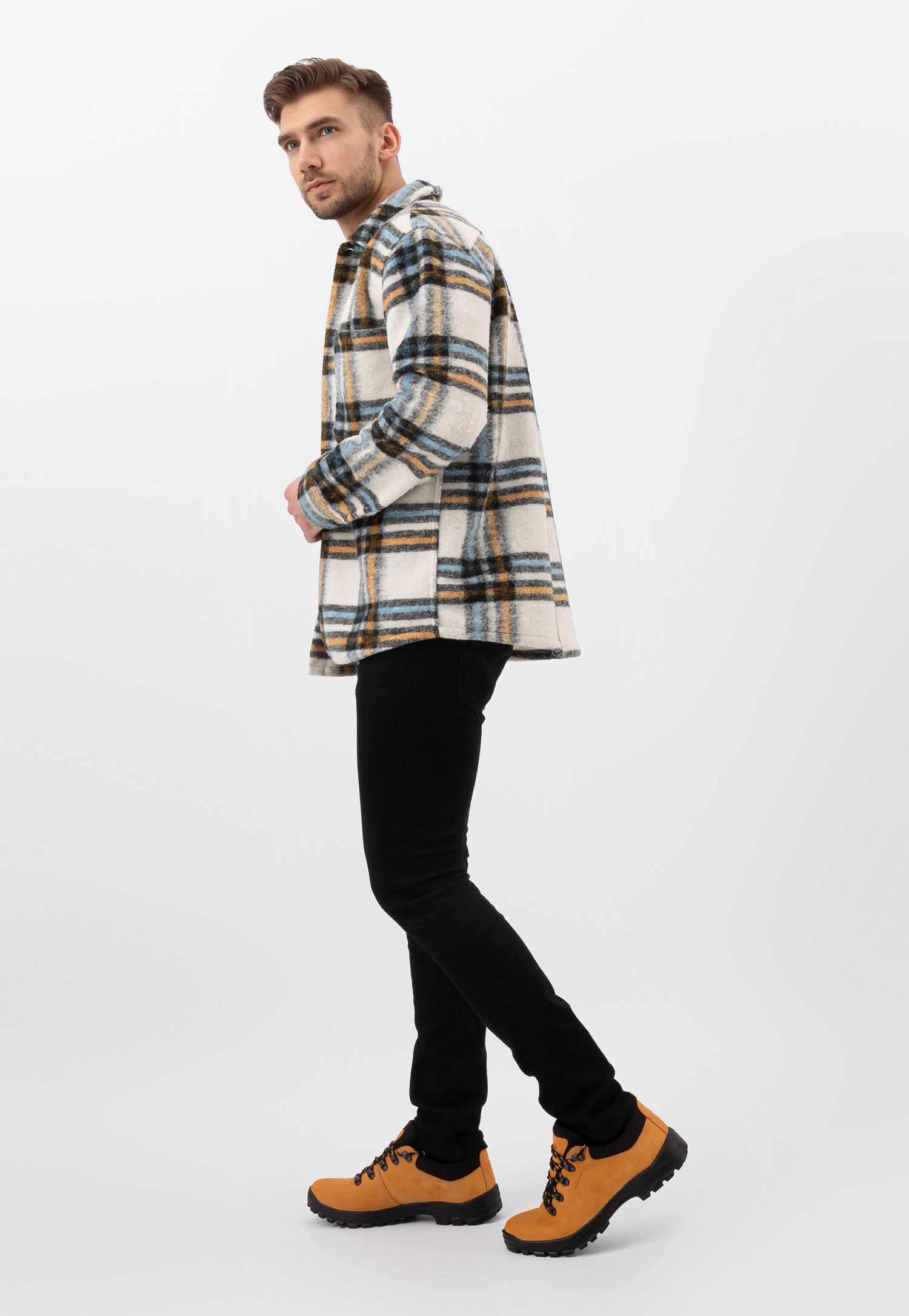 Czarne półbuty trekkingowe ze skóry crazy horse i dzianiny