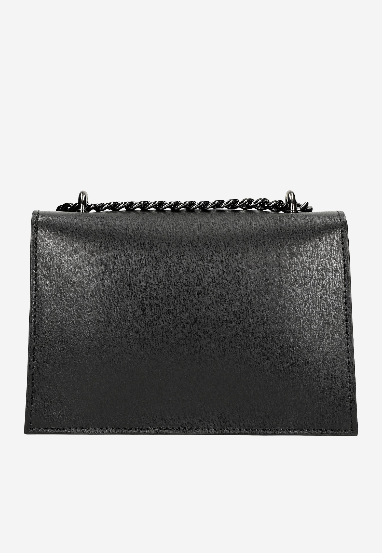 Czarna skórzana torebka damska z metalowym łańcuchem