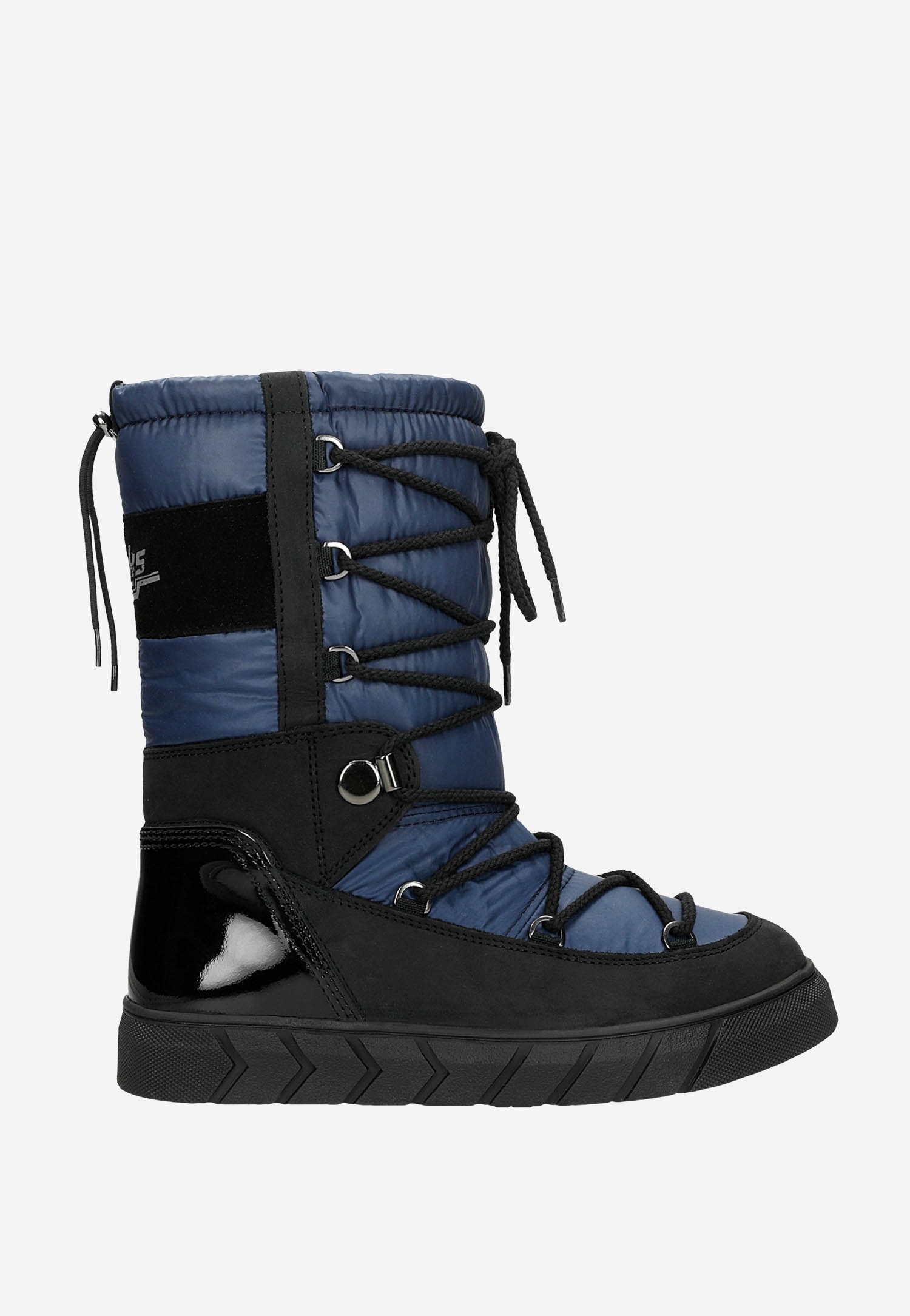 Czarno-niebieskie wsuwane śniegowce damskie RELAKS