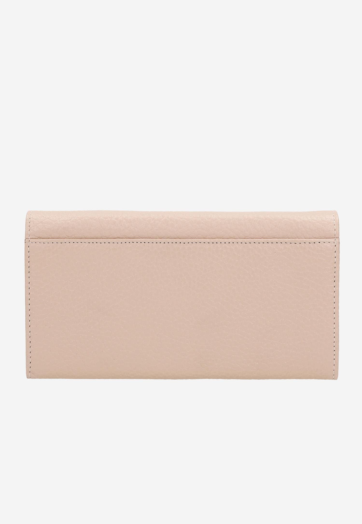 Jasnoróżowy duży portfel damski z doczepianym łańcuszkiem