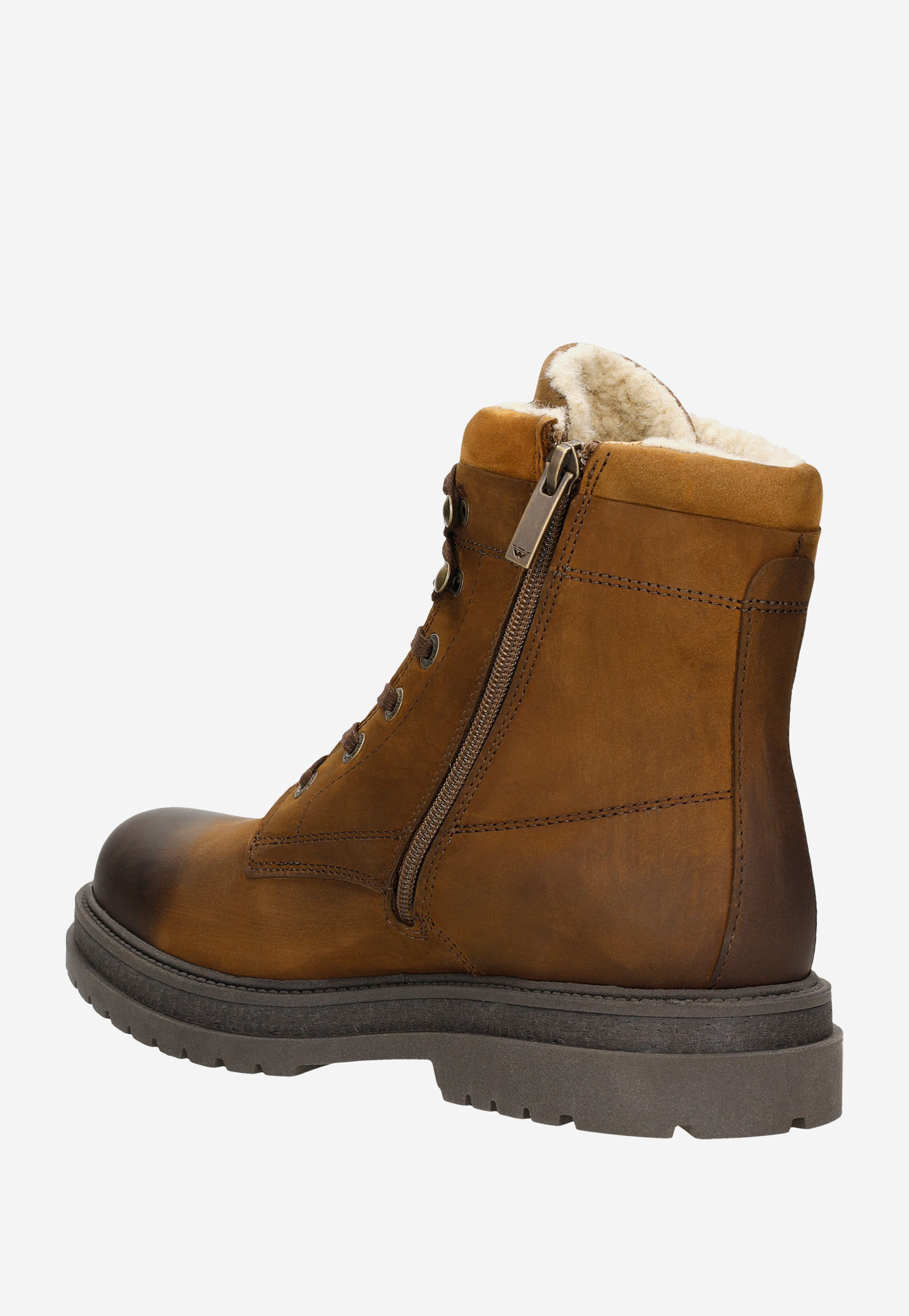 Brązowe męskie trzewiki typu bikery z ociepleniem