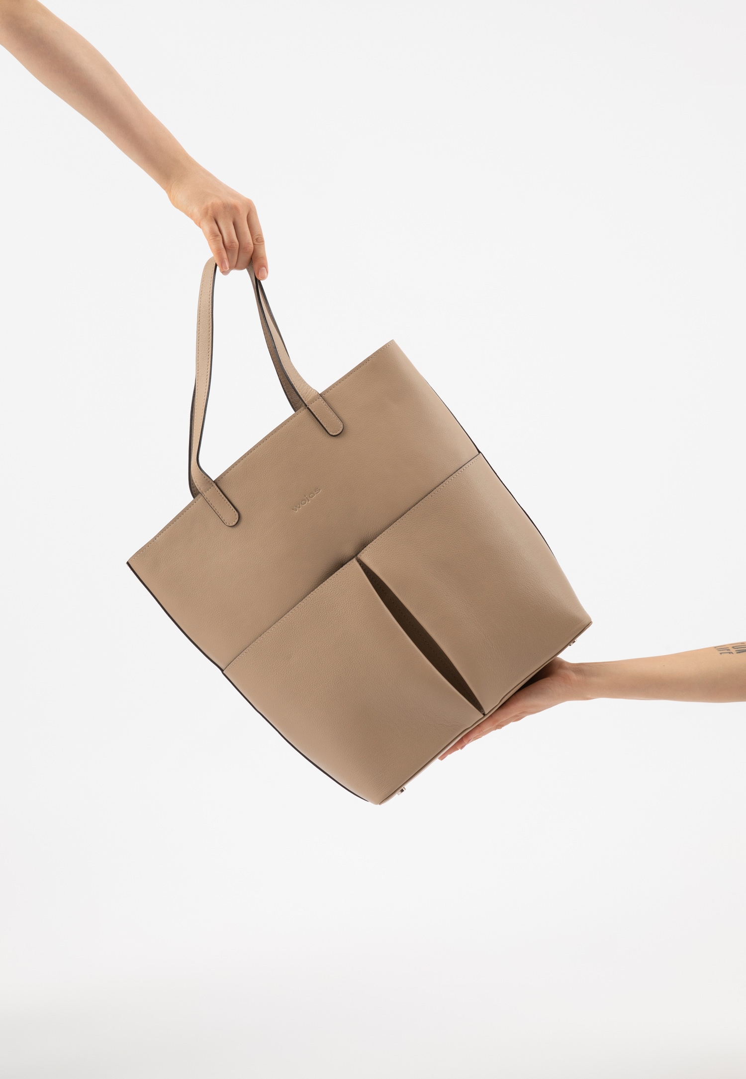 Pojemna skórzana shopperka damska w kolorze brązowym