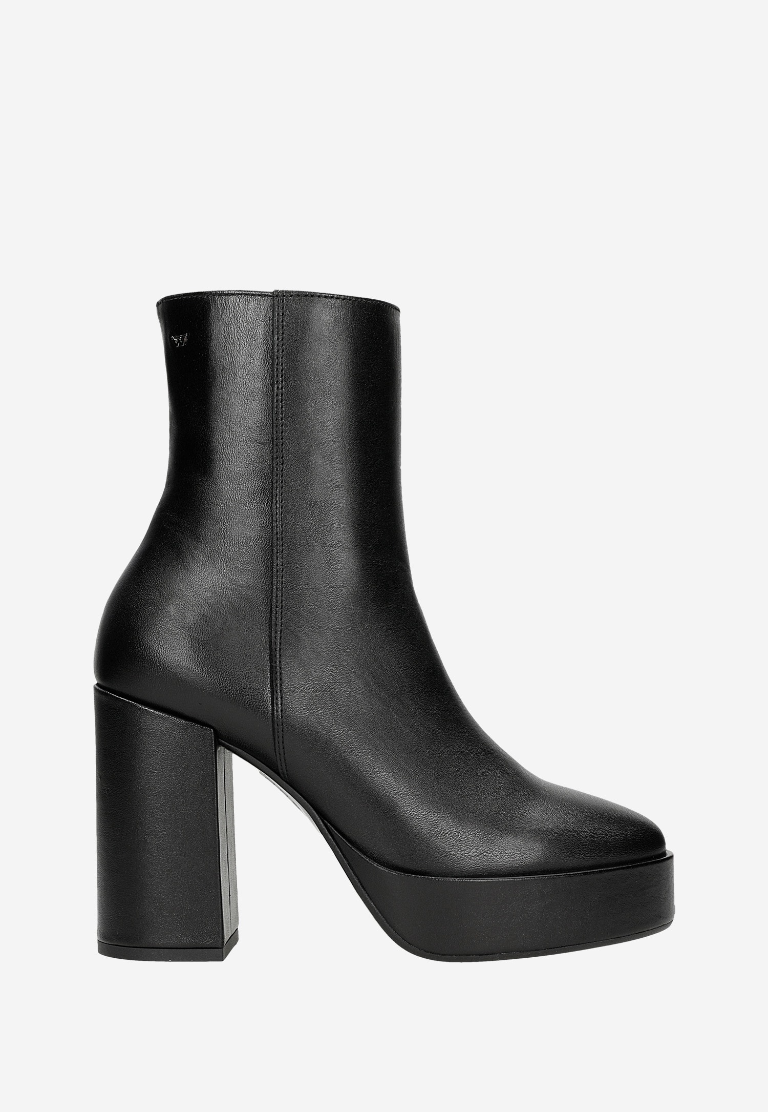 Czarne botki za kostkę na szerokim słupku