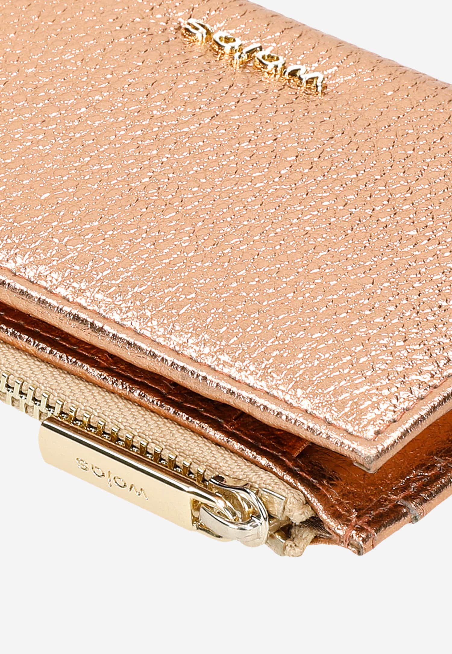 Różowy metaliczny portfel damski
