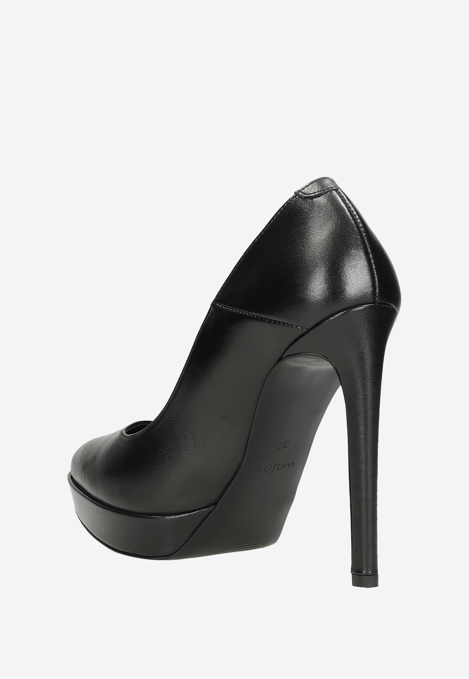 Czarne skórzane czółenka damskie na wysokiej szpilce