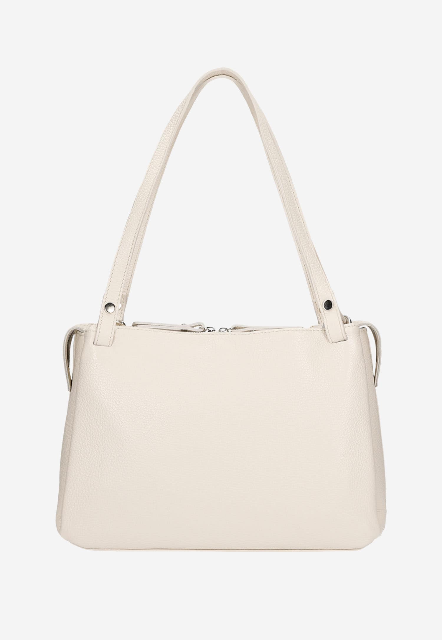 Duża skórzana torebka damska w kolorze beżowym