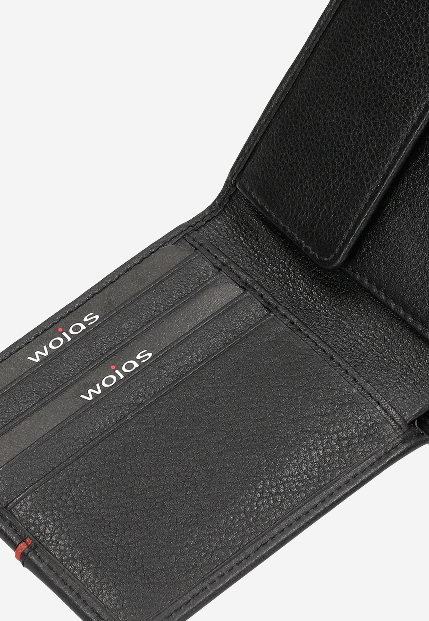 Czarny portfel męski z czerwonym paskiem