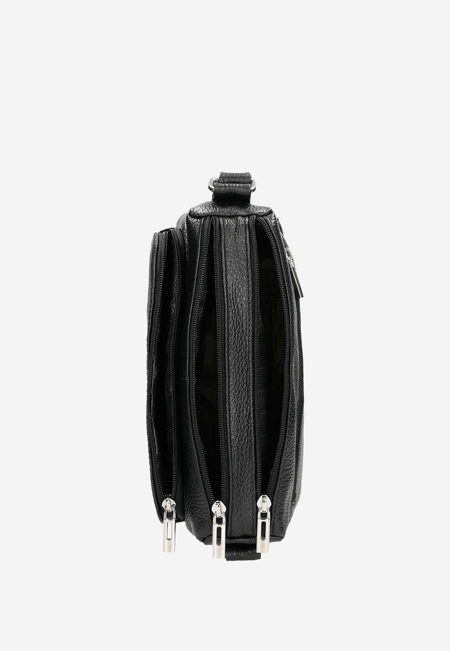 Czarna gładka torebka damska ze skóry licowej