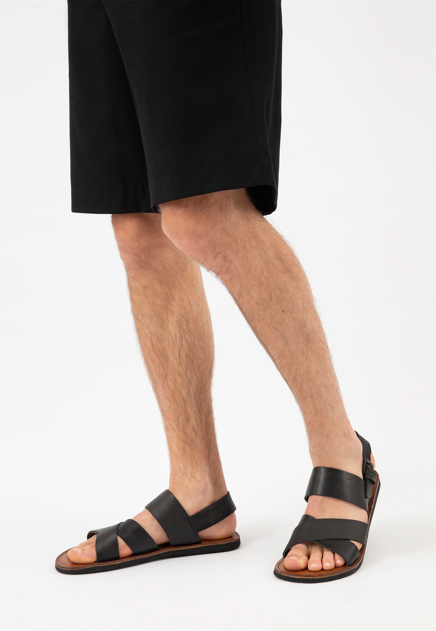 Skórzane sandały męskie w kolorze brązowym