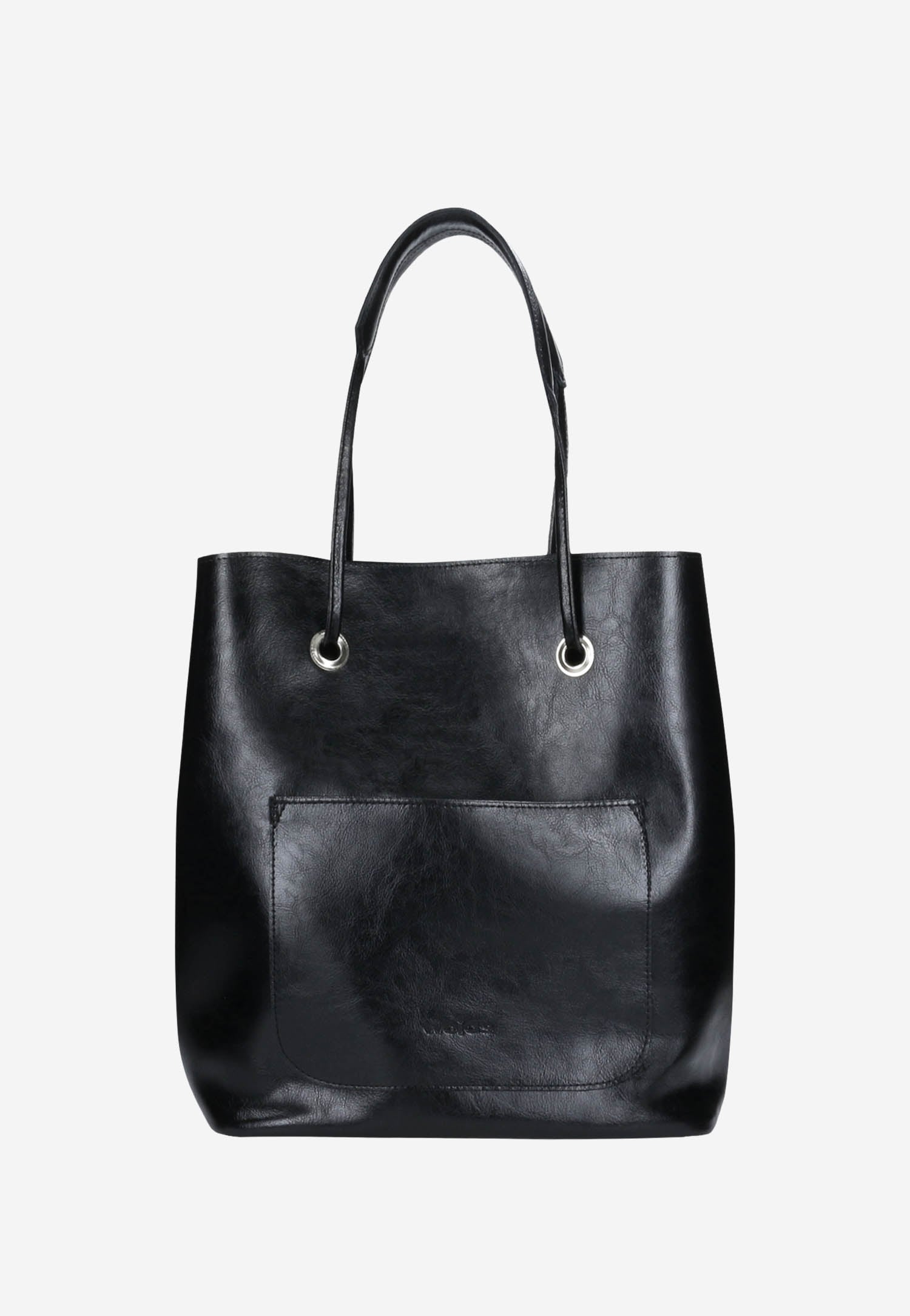 Brązowa duża torebka damska z zewnetrzną kieszenią