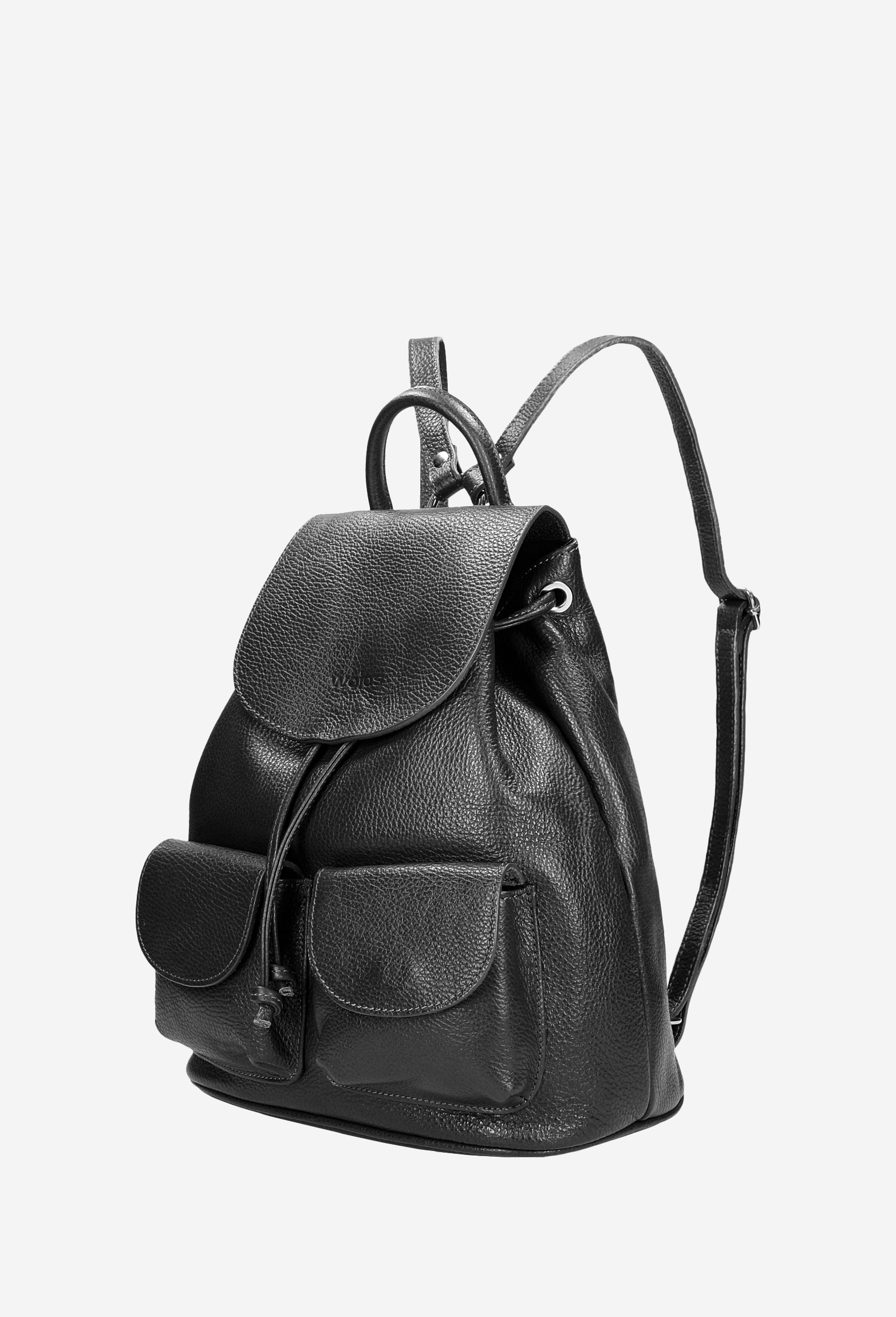 Beżowy plecak damski typu worek ze skóry licowej