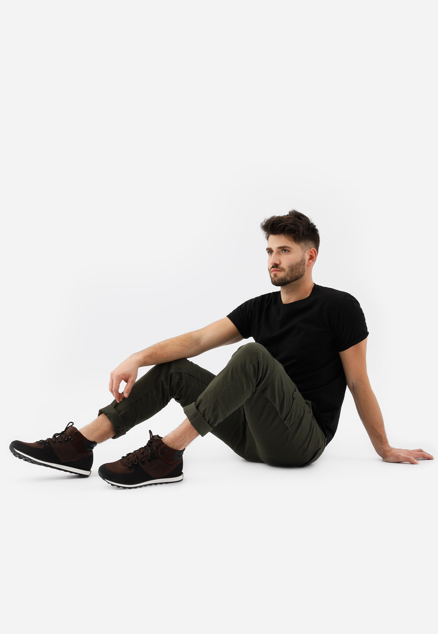 Brązowoczarne sneakersy męskie z ociepleniem