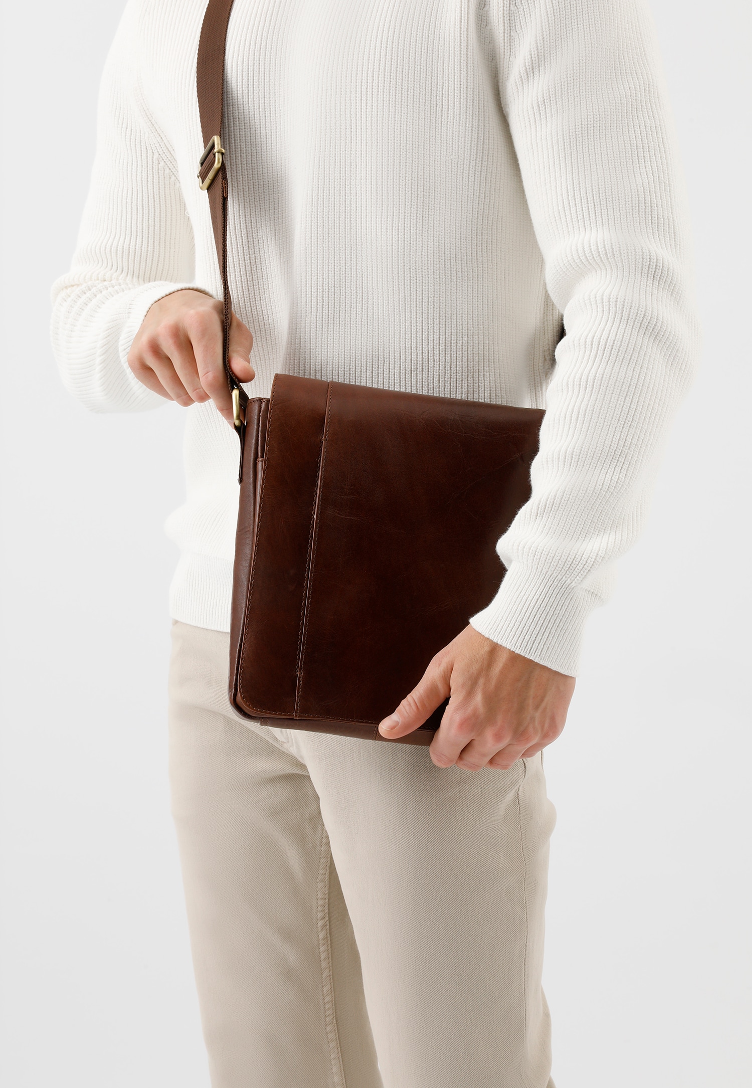 Brązowa torba męska ze skóry licowej