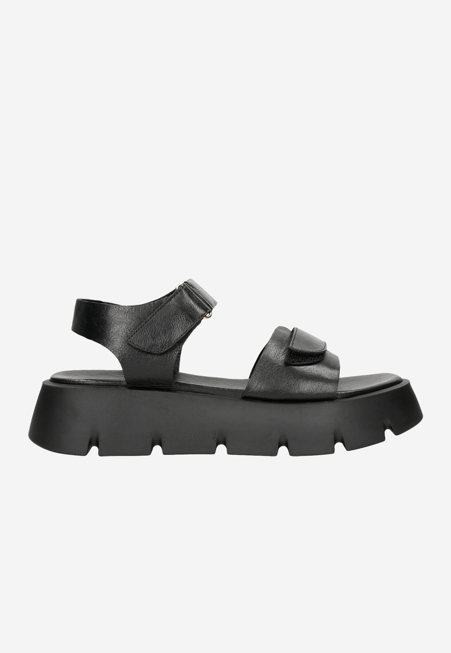 Czarne skórzane sandały damskie na platformie