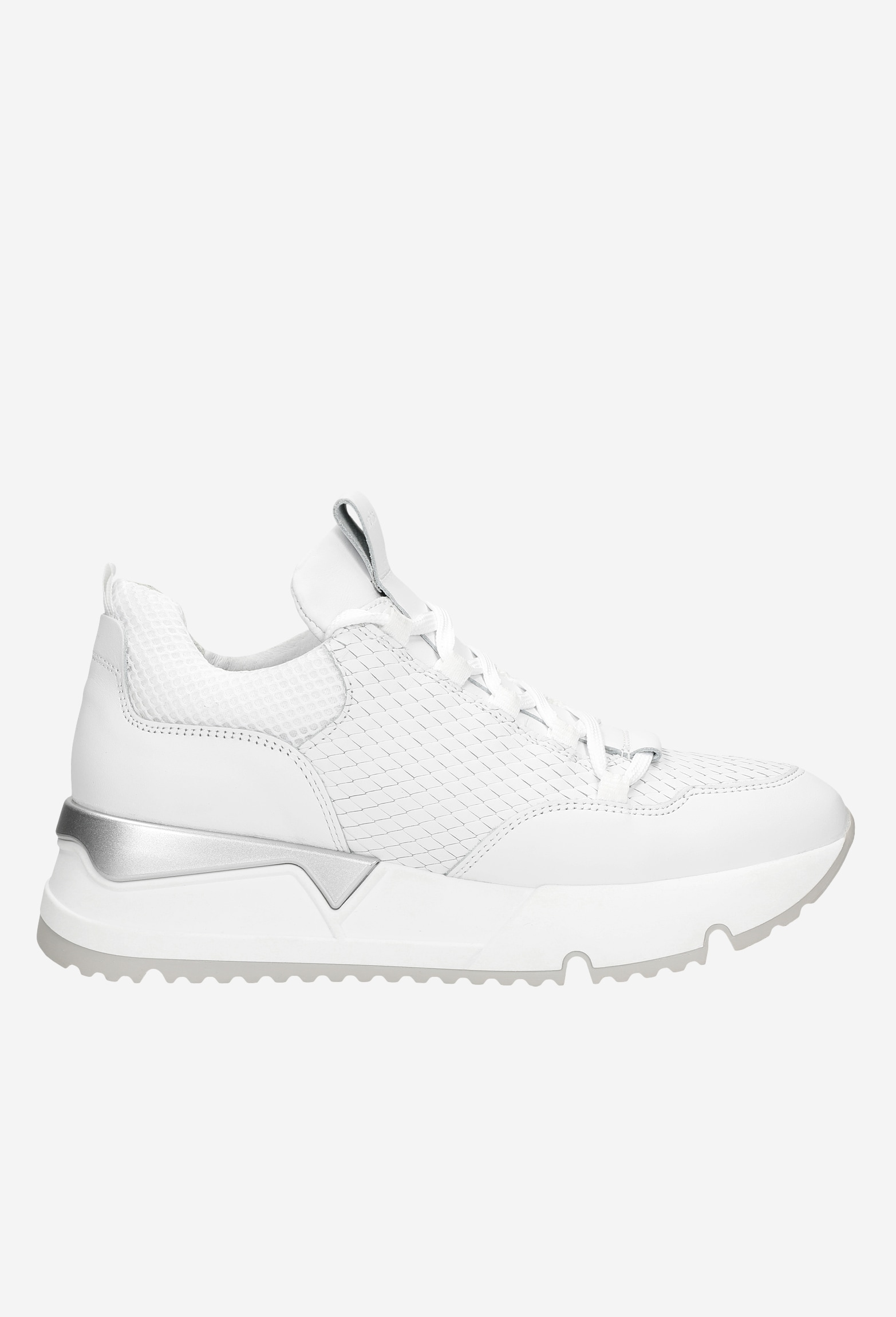 Białe sneakersy damskie ze srebrnymi elementami