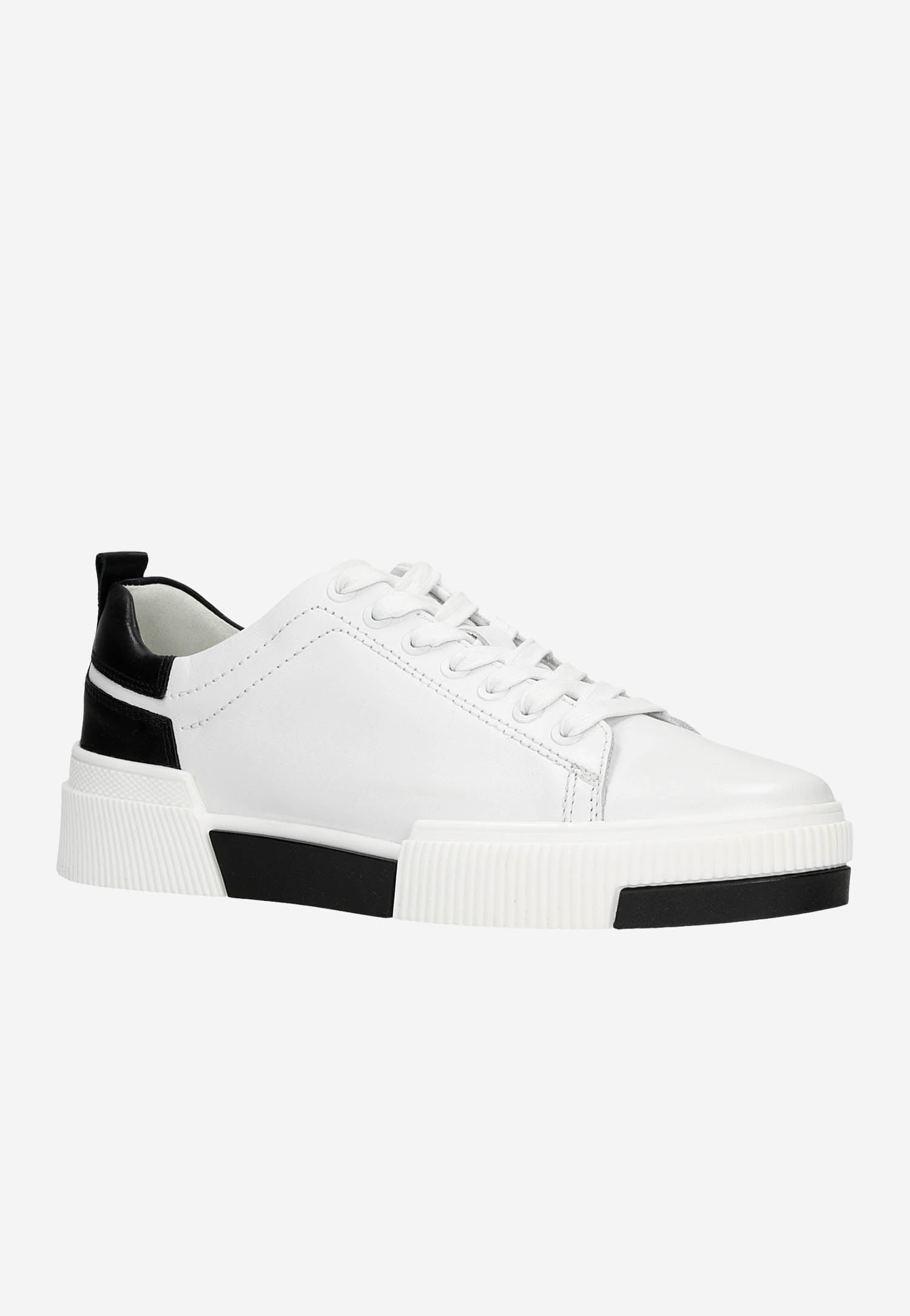 Białe trampki damskie z beżowymi akcentami