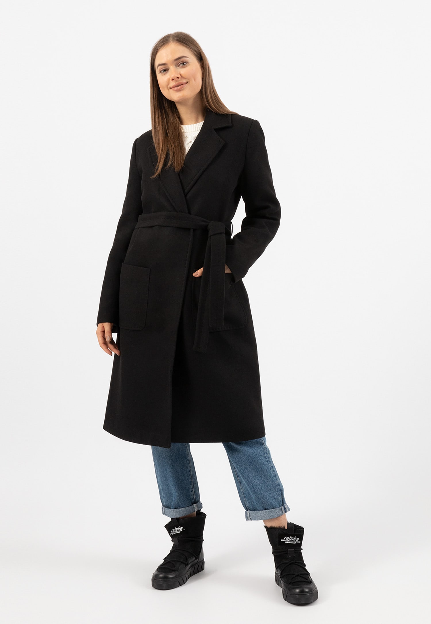 RELAKS beżowy płaszcz damski