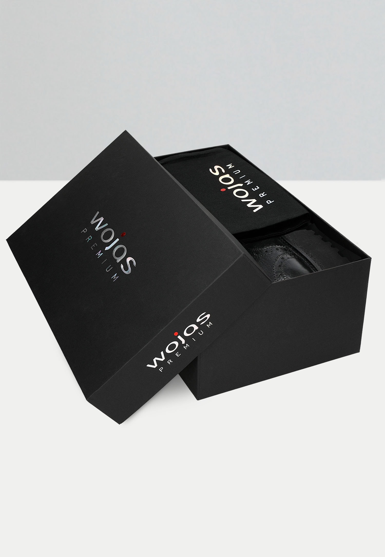 PREMIUM czarne sznurowane półbuty męskie ze skóry licowej