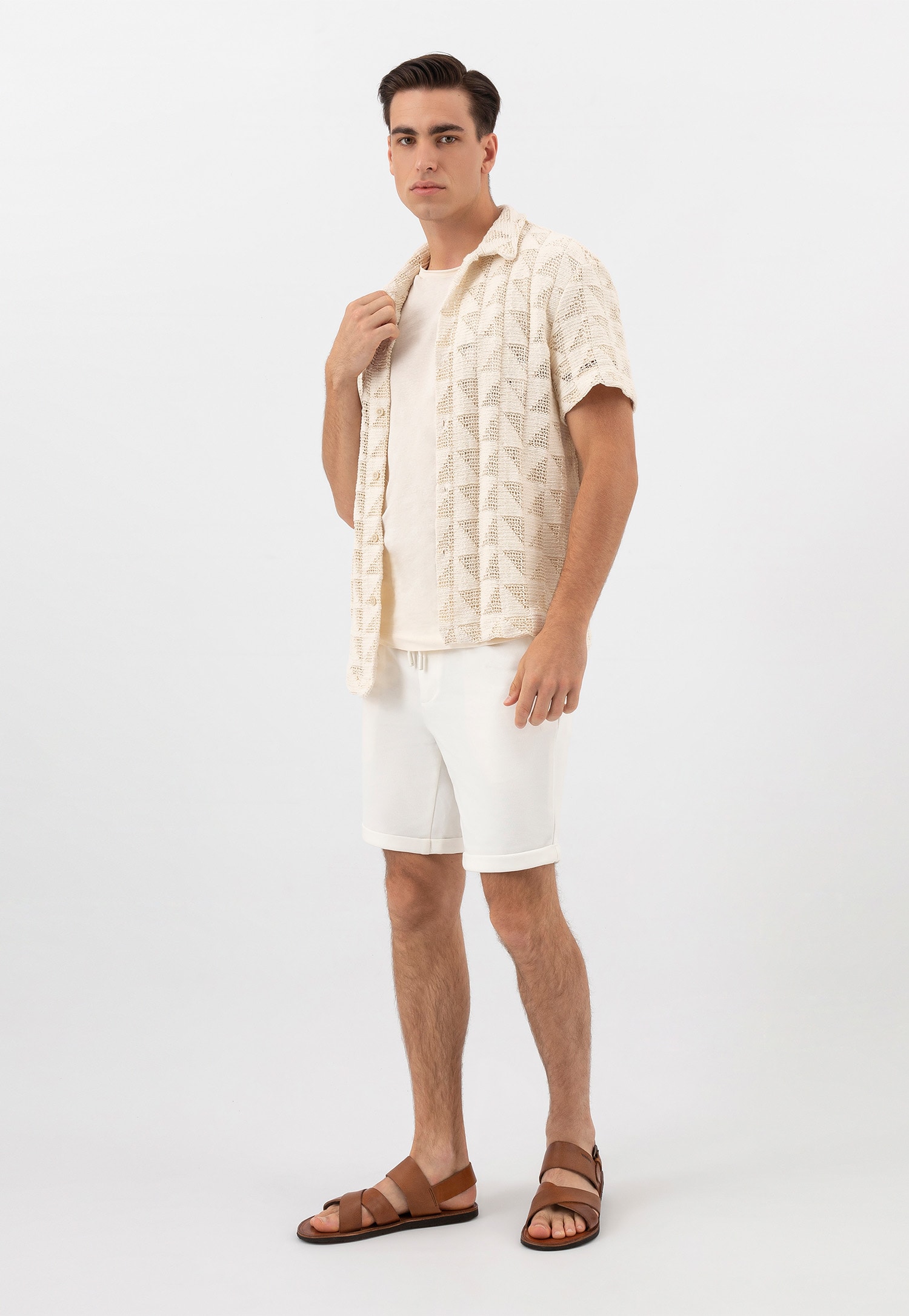 Skórzane sandały męskie w kolorze brązowym