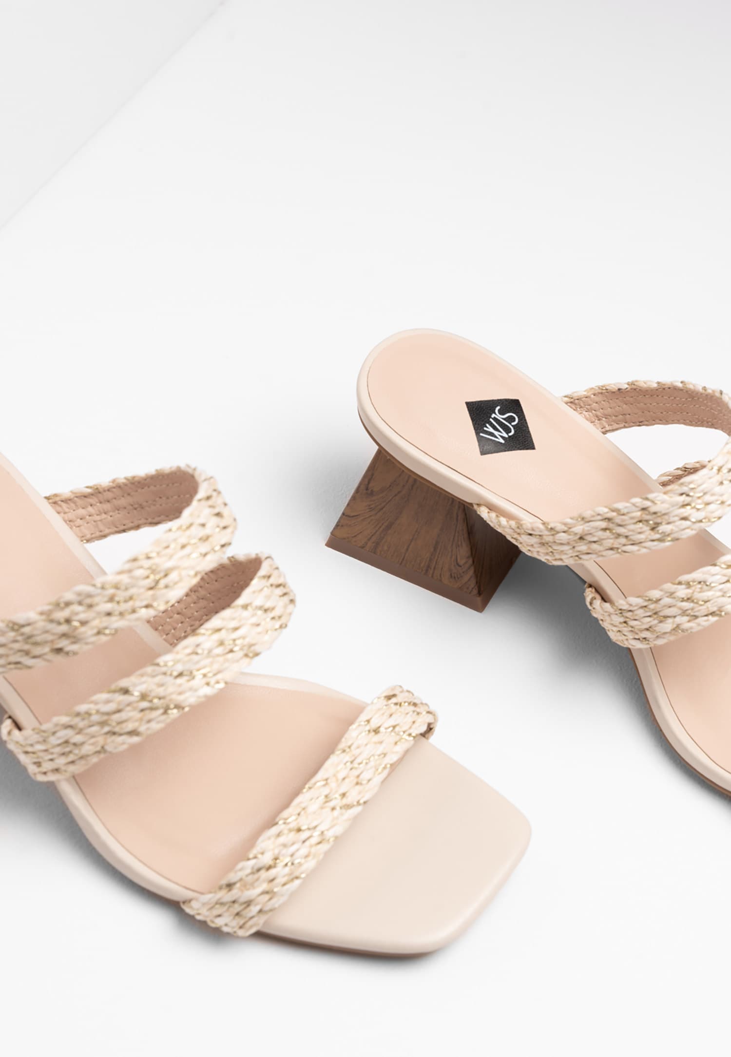 WJS czarne eleganckie klapki damskie na obcasie