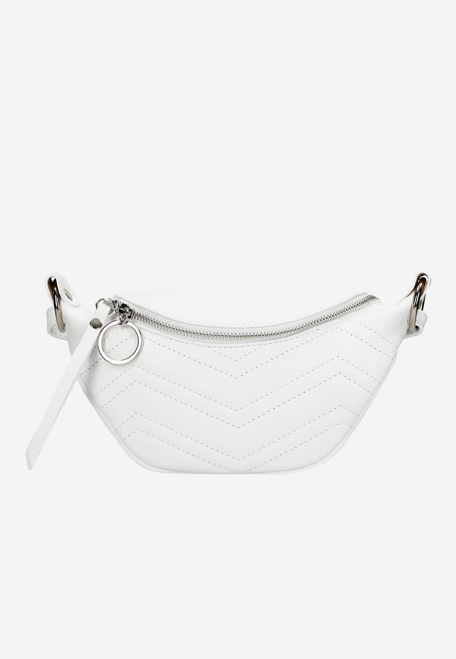 Beżowa pikowana saszetka damska ze skóry licowej