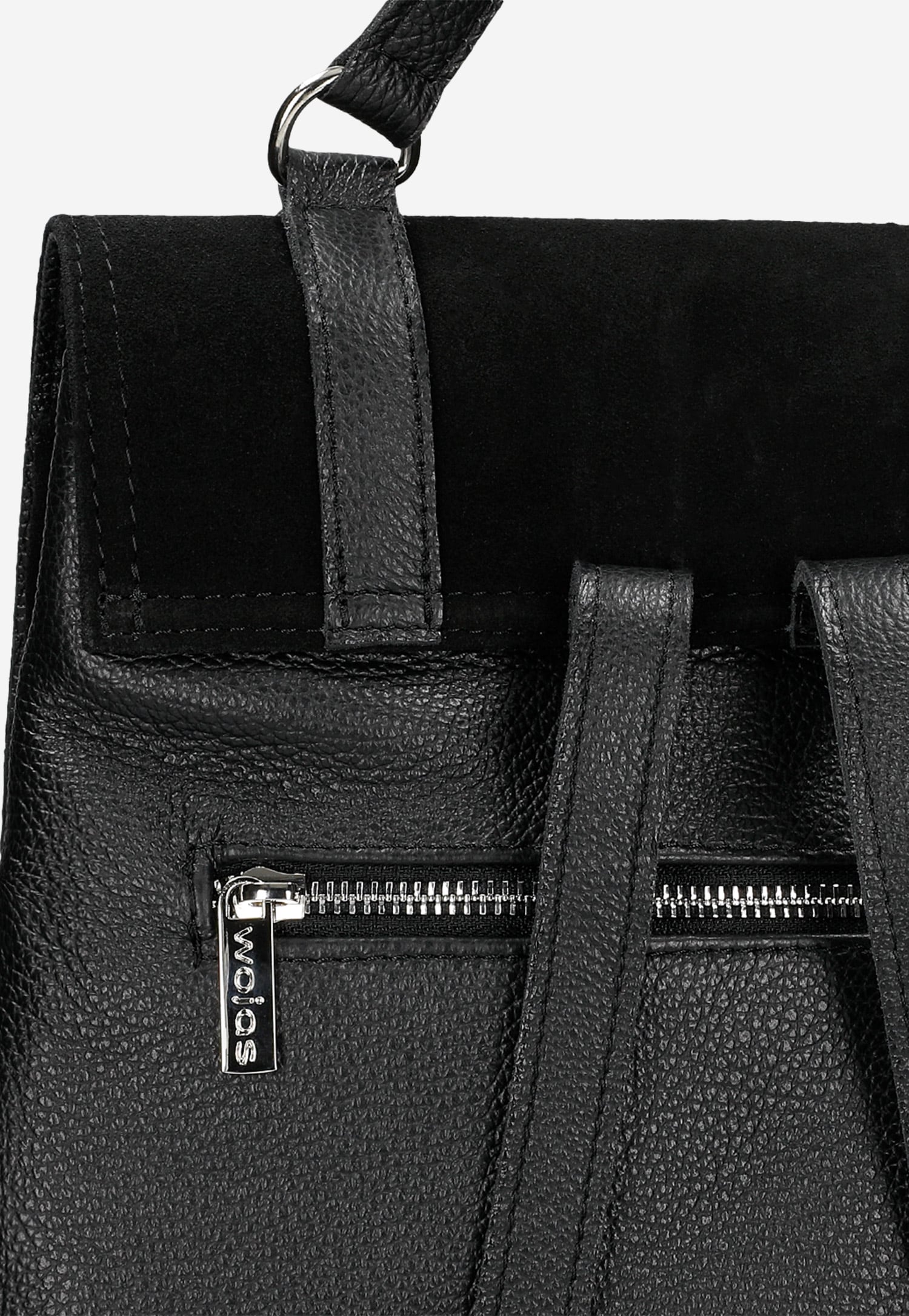 Czarny skórzany plecak miejski z łączonych skór