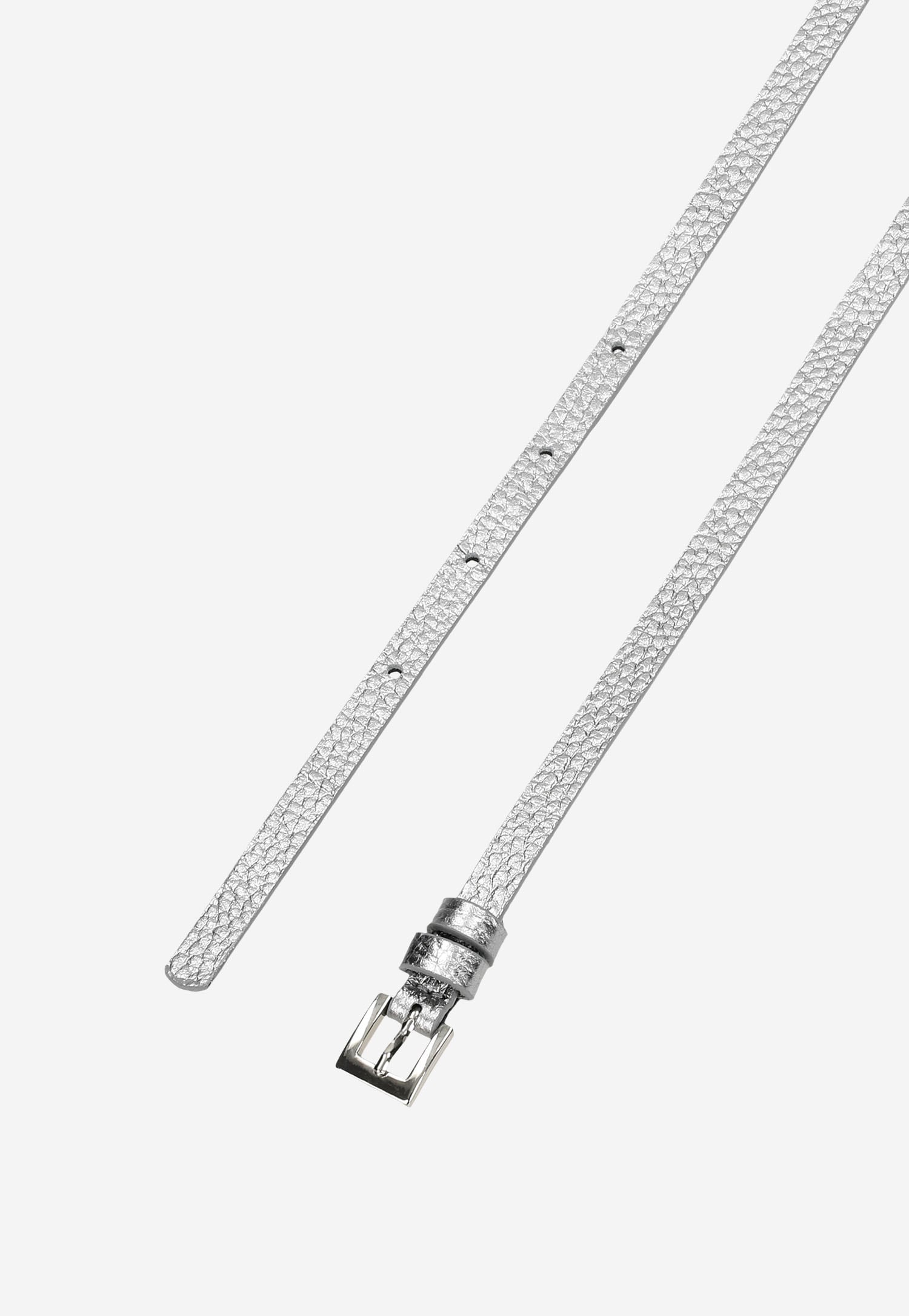 Wąski pasek damski w kolorze srebrnym