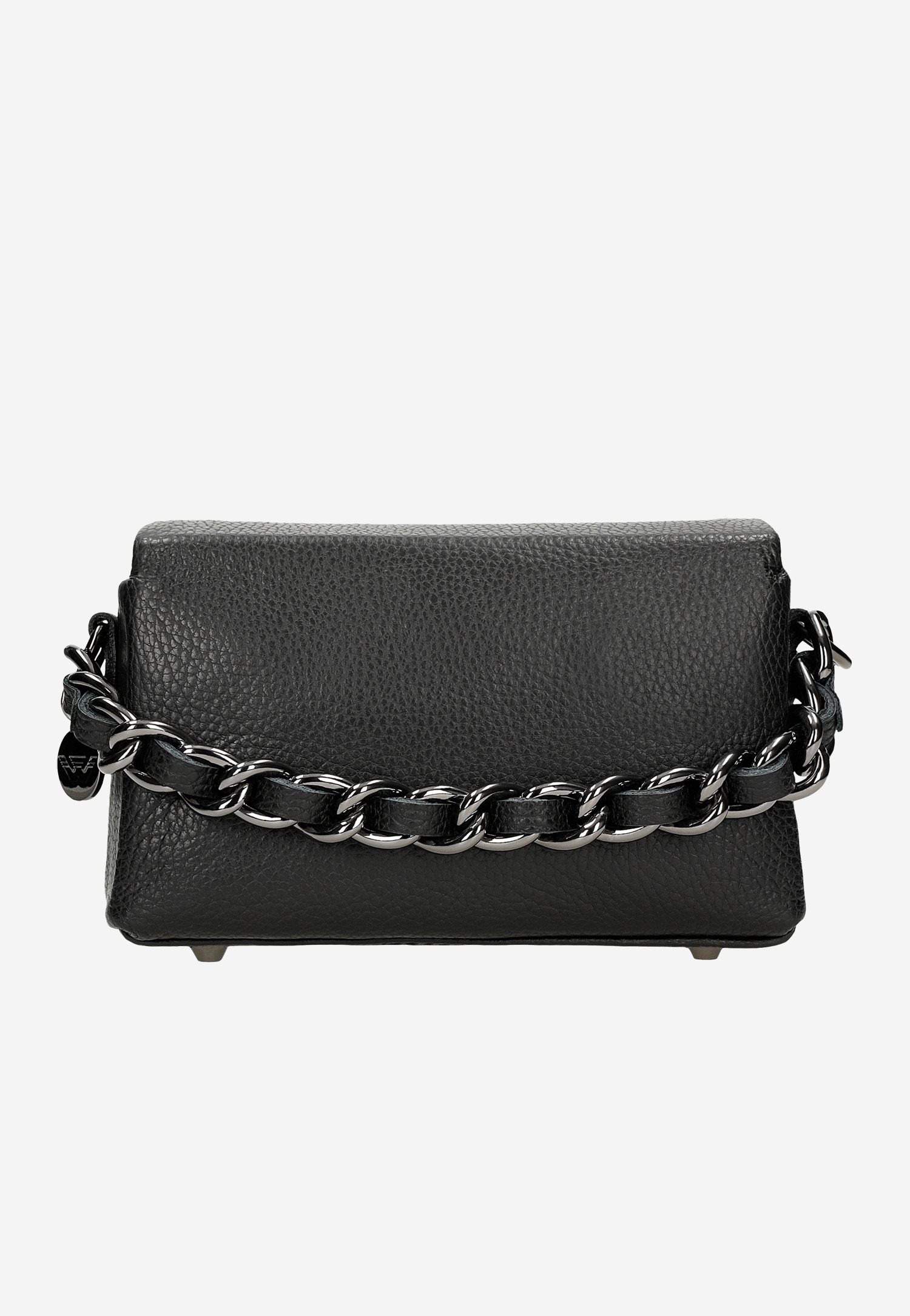 Mała skórzana torebka damska z ozdobnym łańcuszkiem