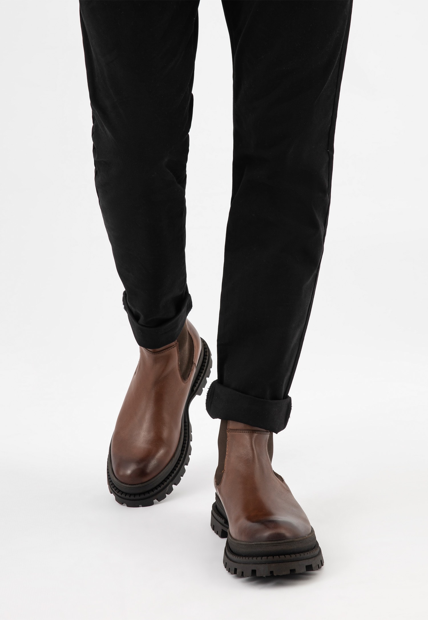 Czarne botki męskie sztyblety z czarnej skóry licowej