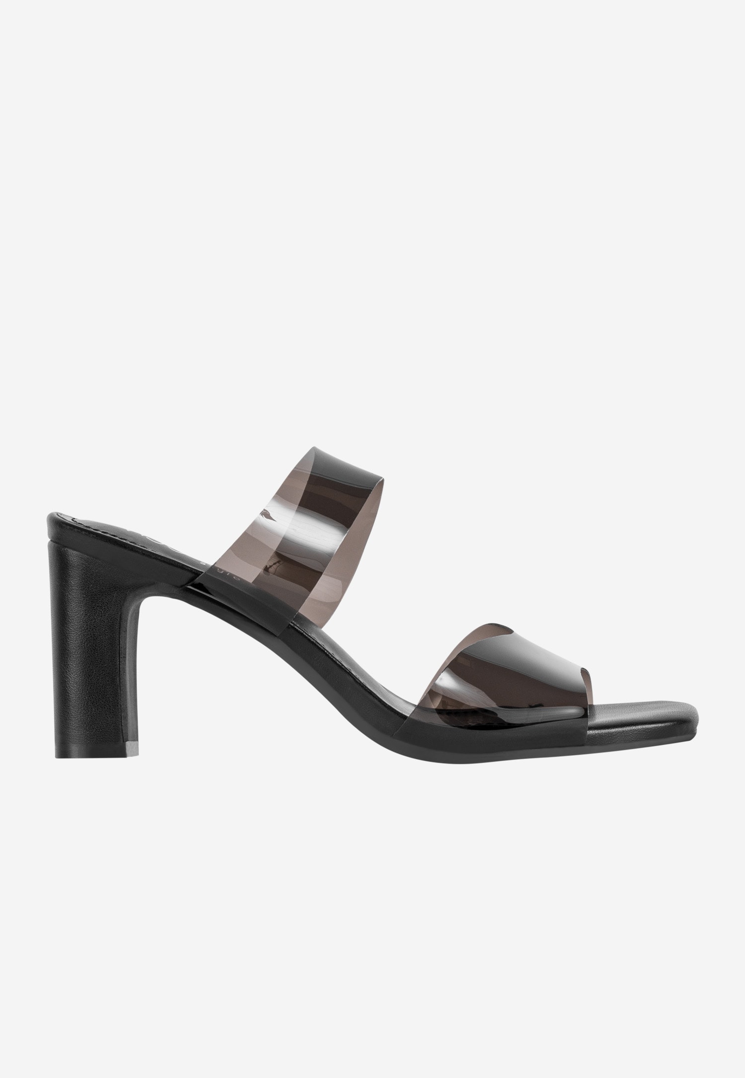 WJS czarne klapki damskie z półprzezroczystymi paskami