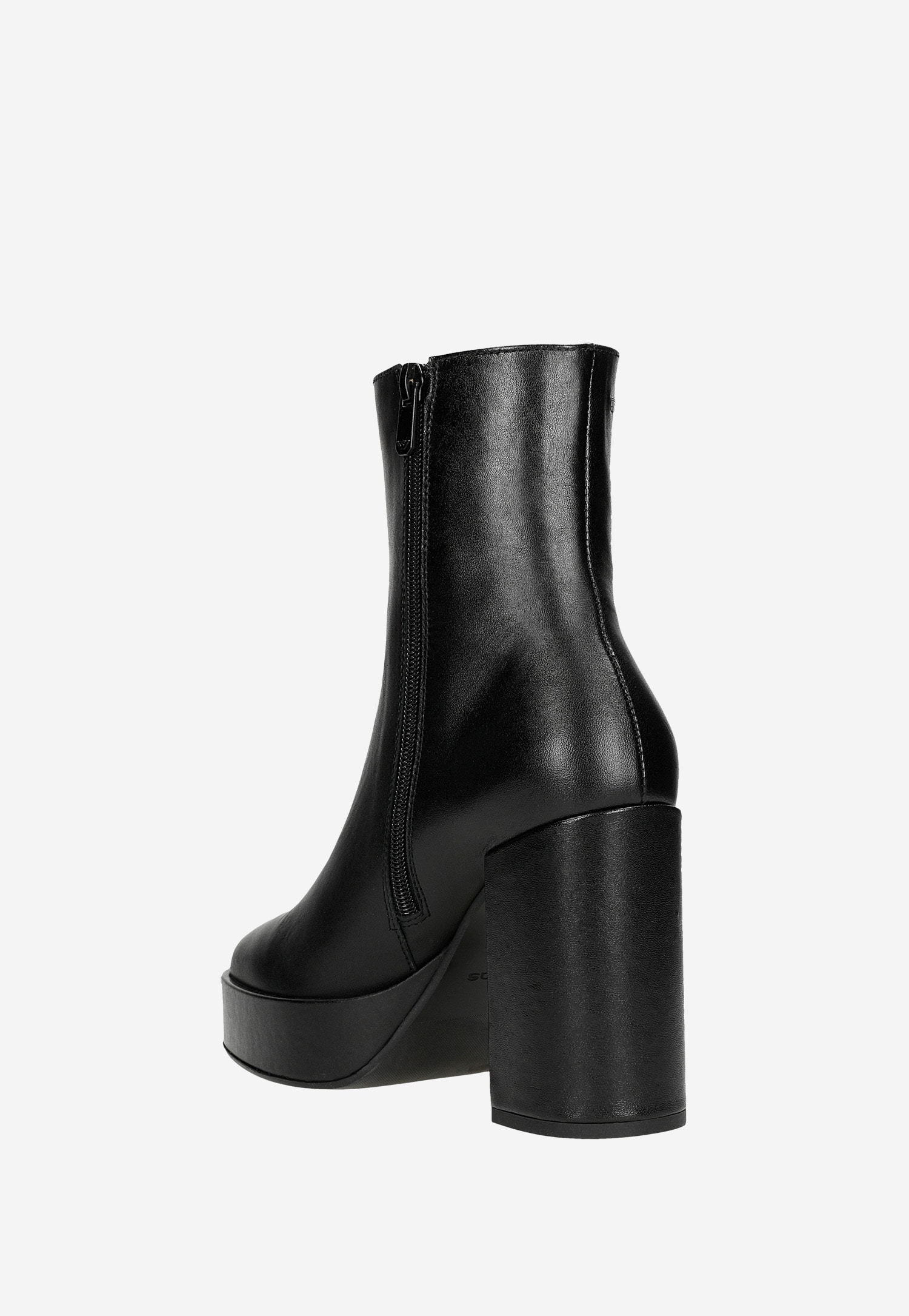 Czarne botki za kostkę na szerokim słupku