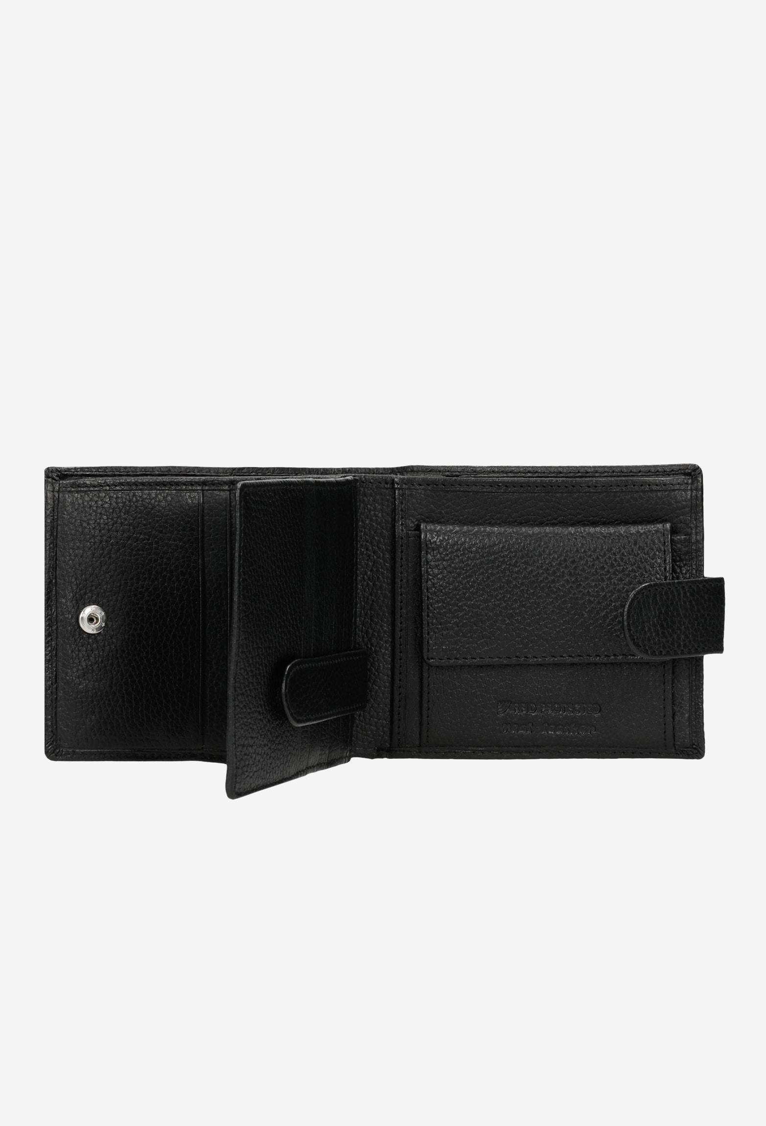 Czarny portfel męski ze skóry licowej