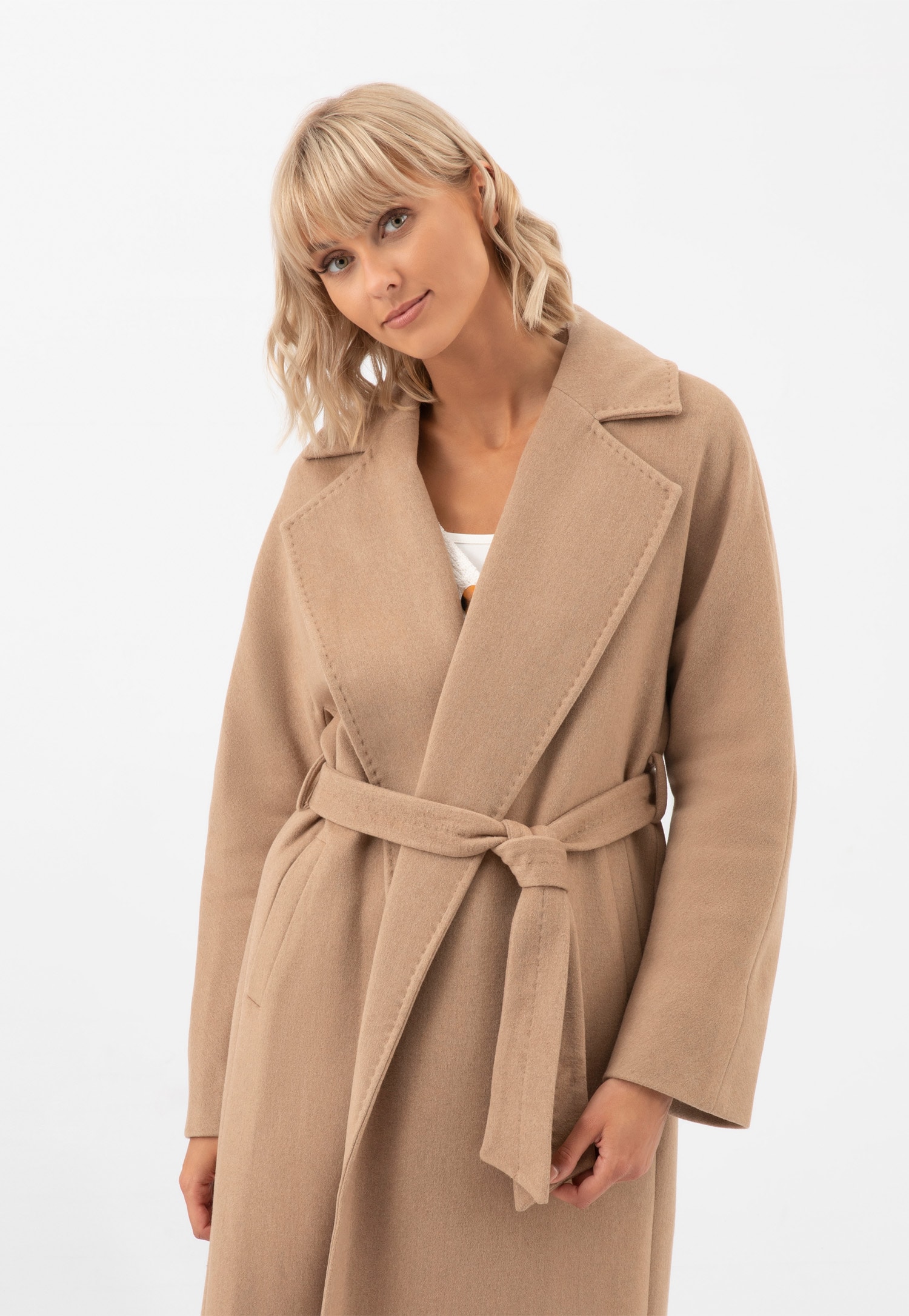 Długi brązowy płaszcz RELAKS