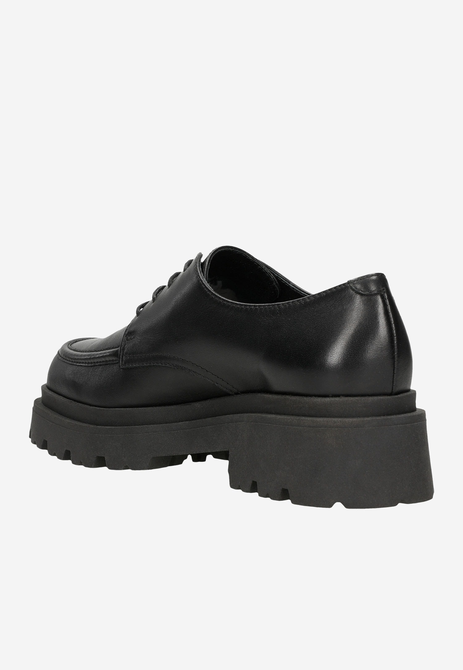 Czarne sznurowane półbuty damskie ze skóry licowej