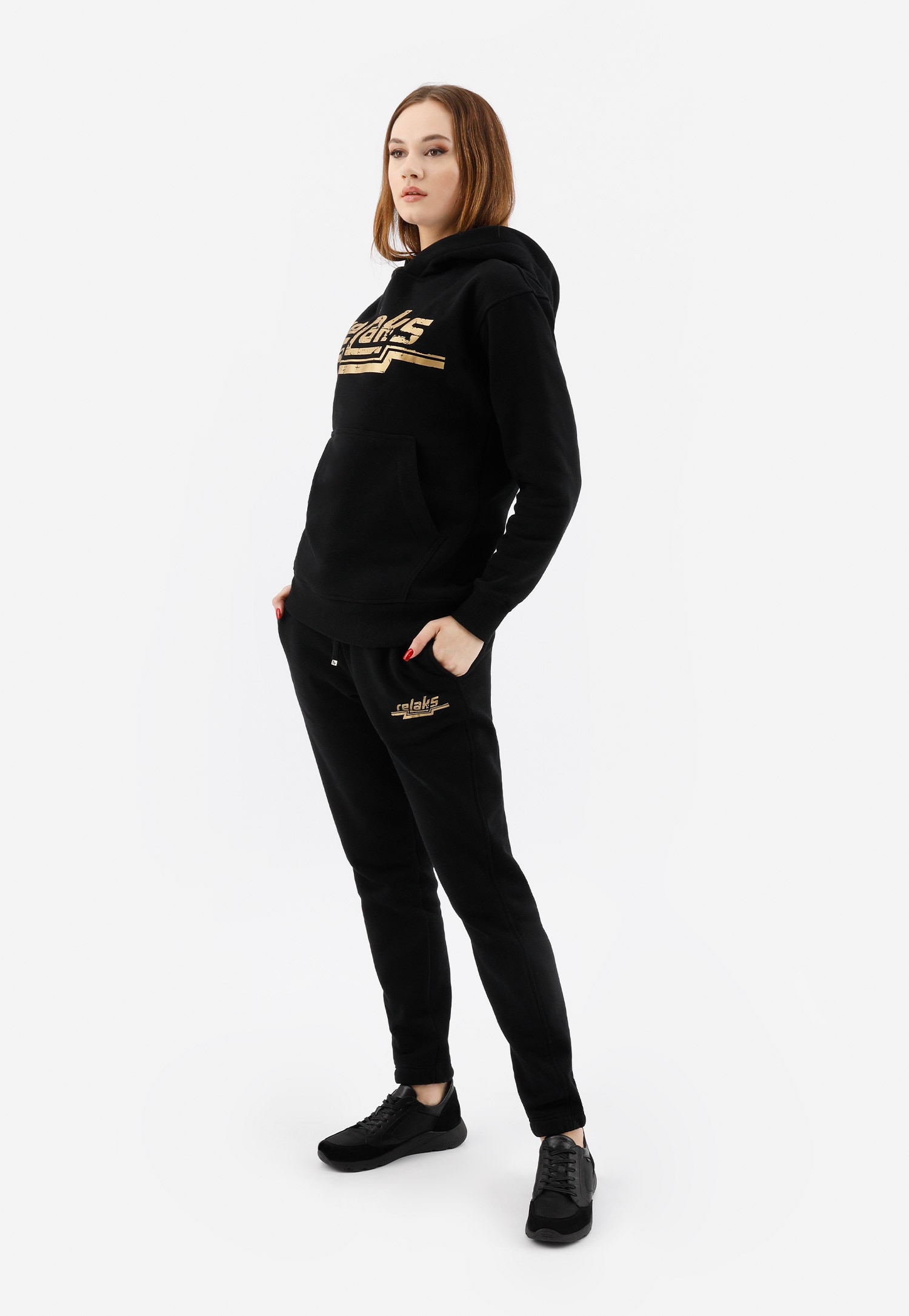 Czarna bluza damska z kapturem RELAKS