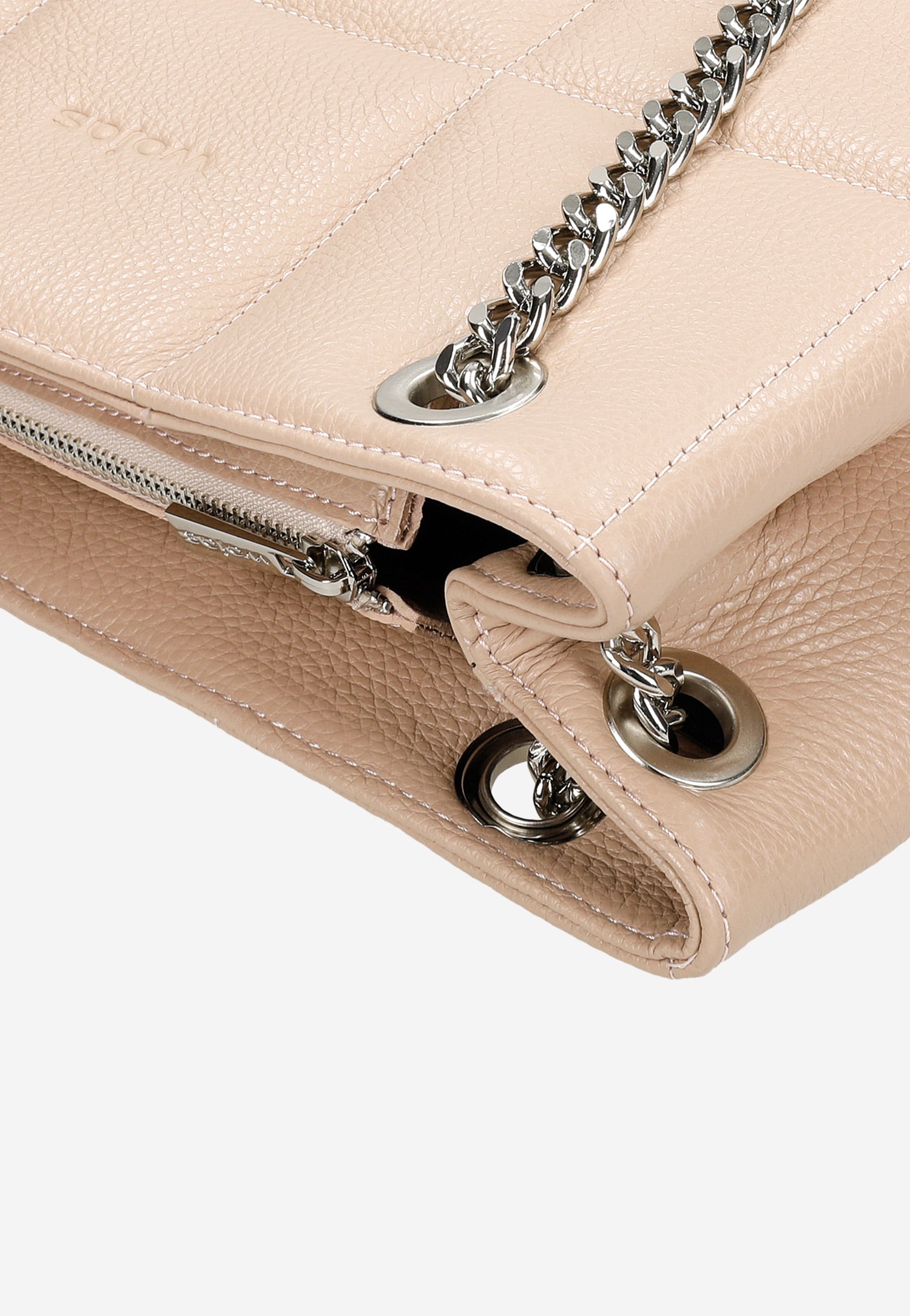 Jasnoróżowa pojemna torebka damska z przeszyciami