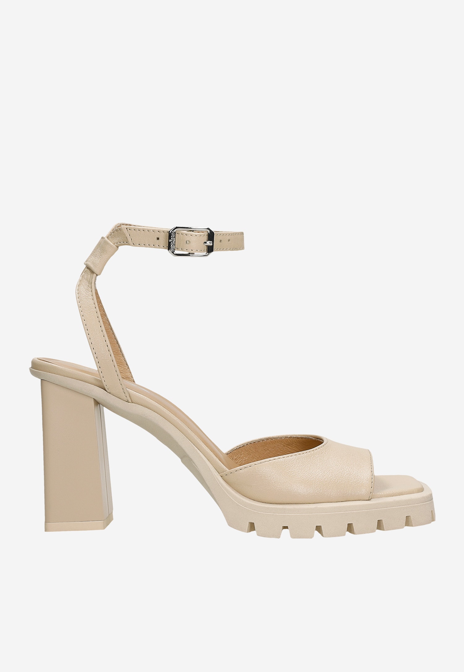 Beżowe sandały damskie z odkrytą piętą