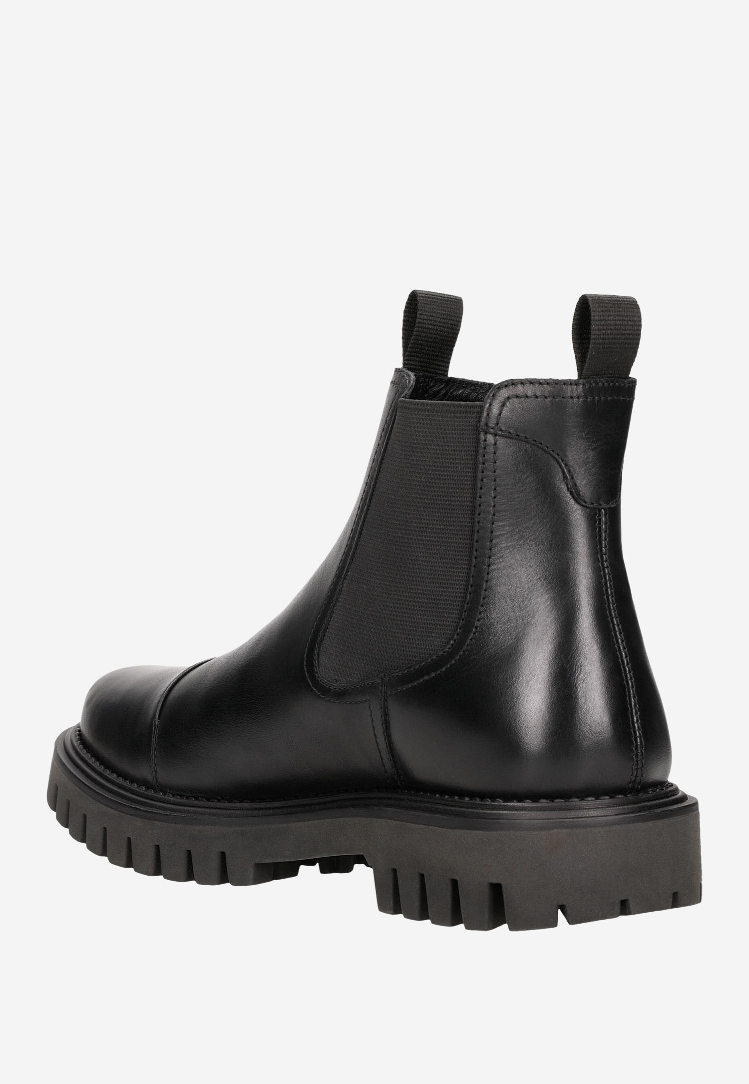 Czarne skórzane sztyblety męskie z podeszwą na bieżniku