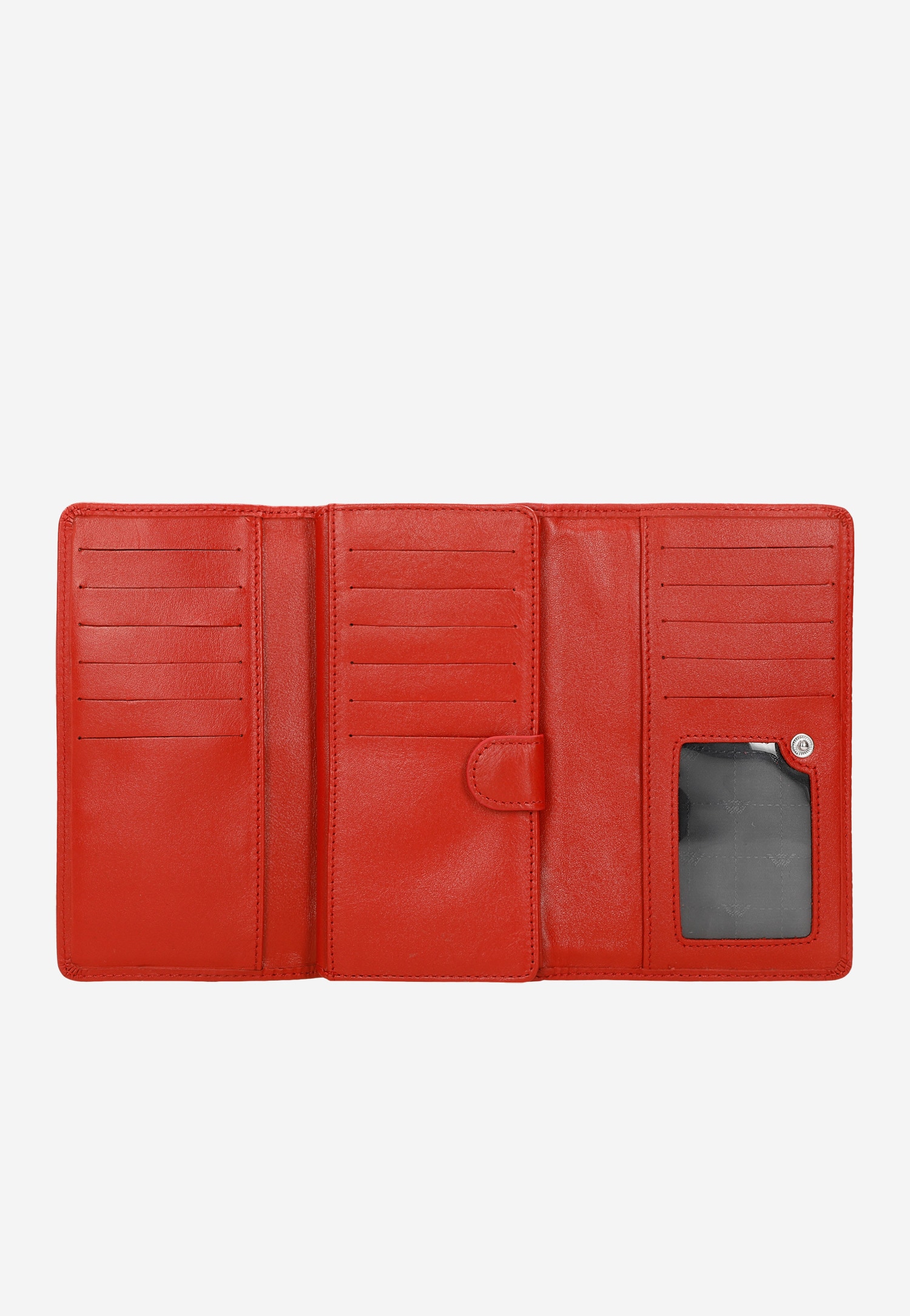 Czerwony portfel damski z czarną obwódką