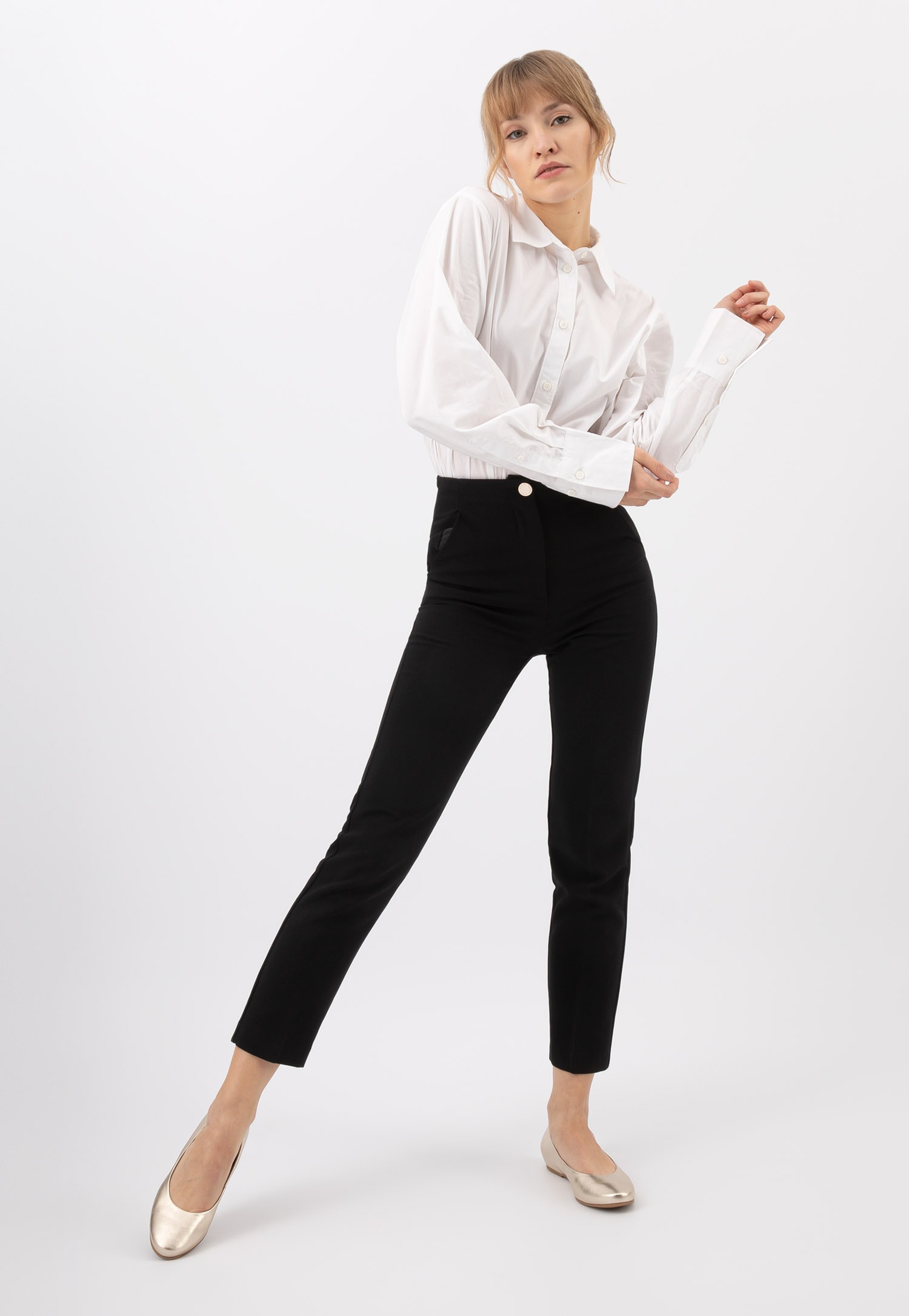 Czarne lakierowane baleriny damskie