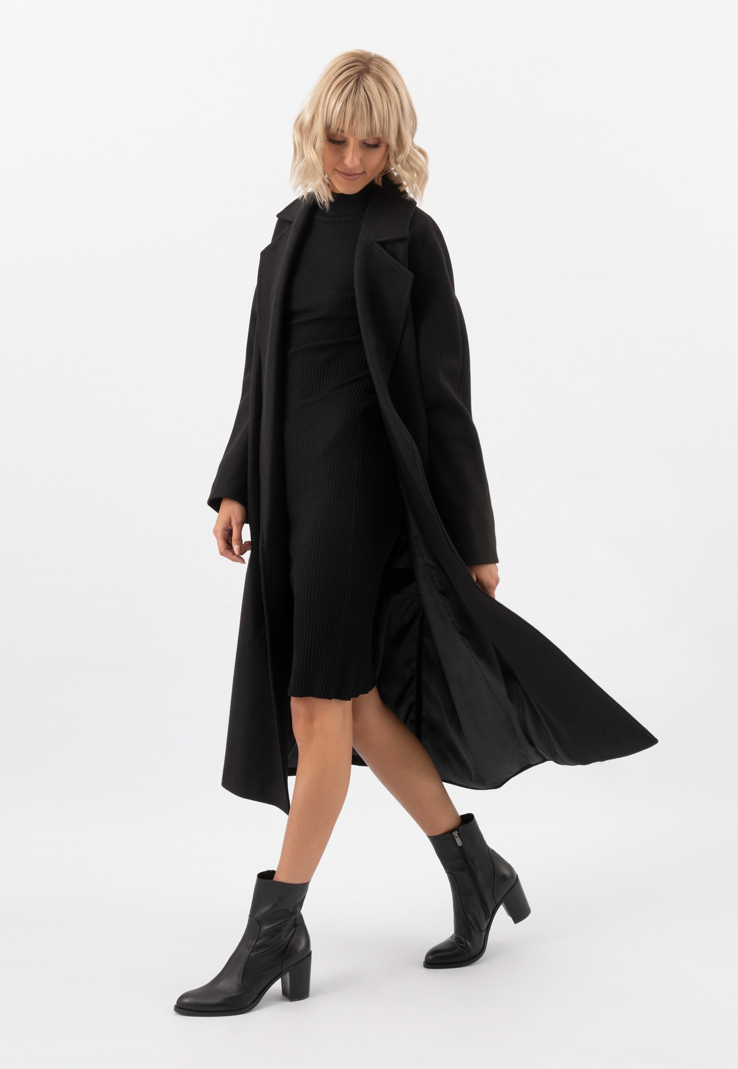 Czarne szykowne botki damskie PREMIUM ze skóry licowej